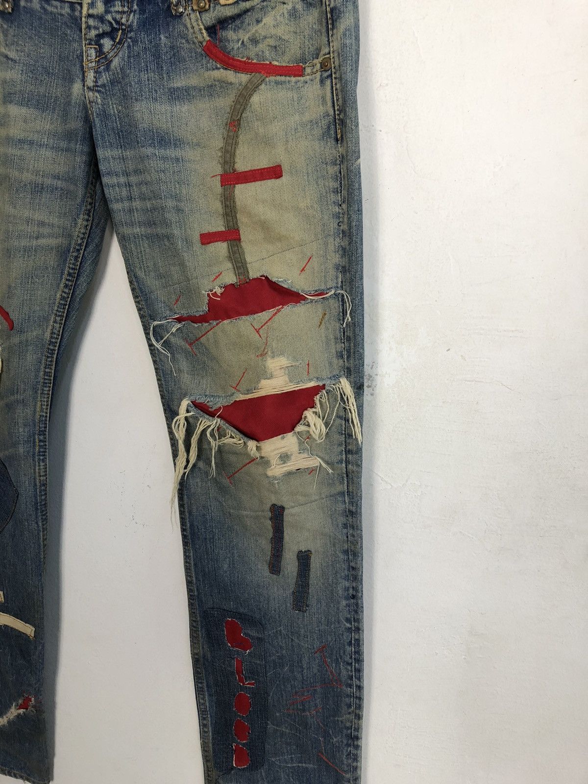 Japanese Brand Antgauge Double Waist Distressed Jeans Rare Design Size US 31 - 6 Thumbnail
