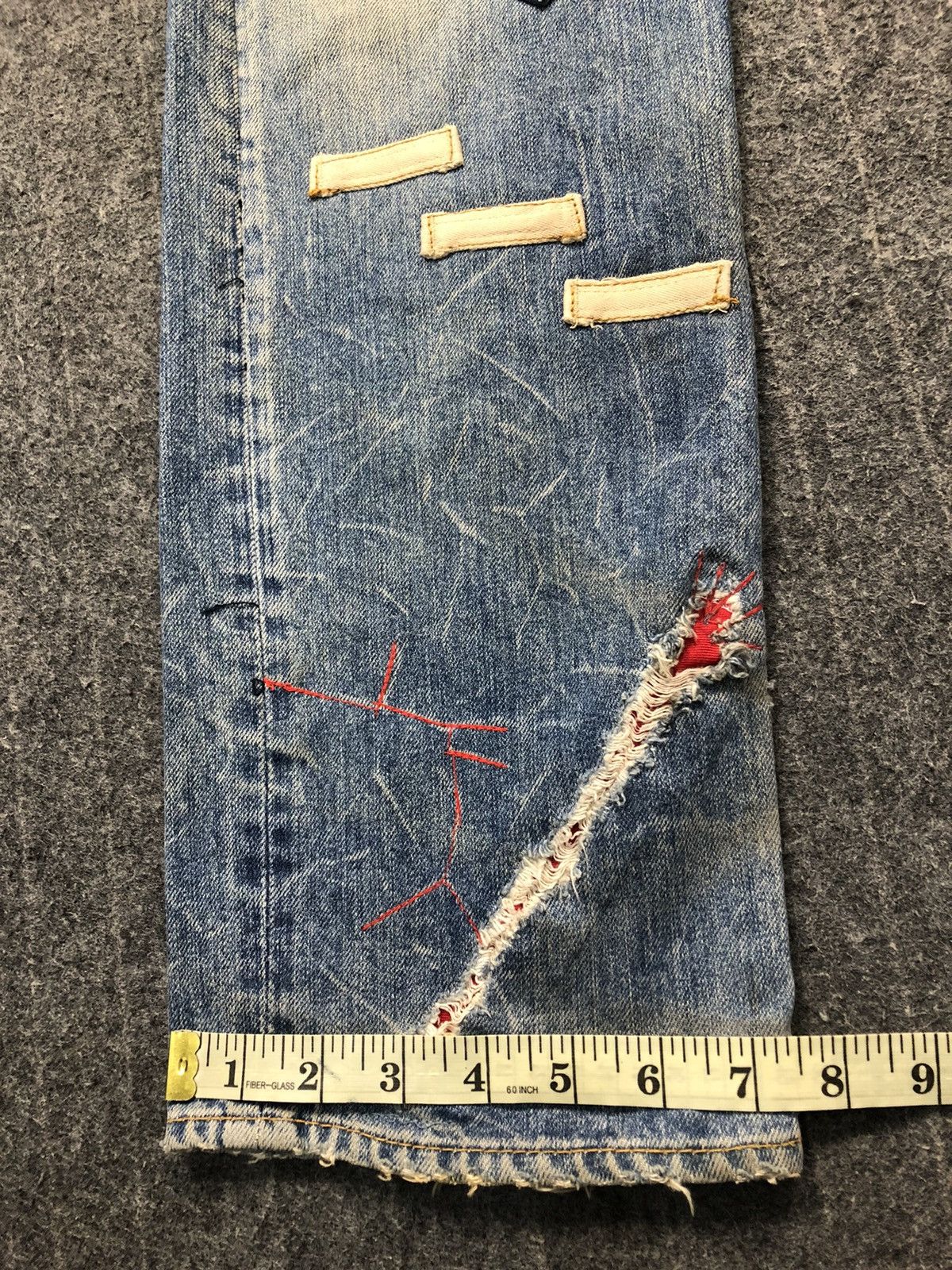 Japanese Brand Antgauge Double Waist Distressed Jeans Rare Design Size US 31 - 20 Thumbnail