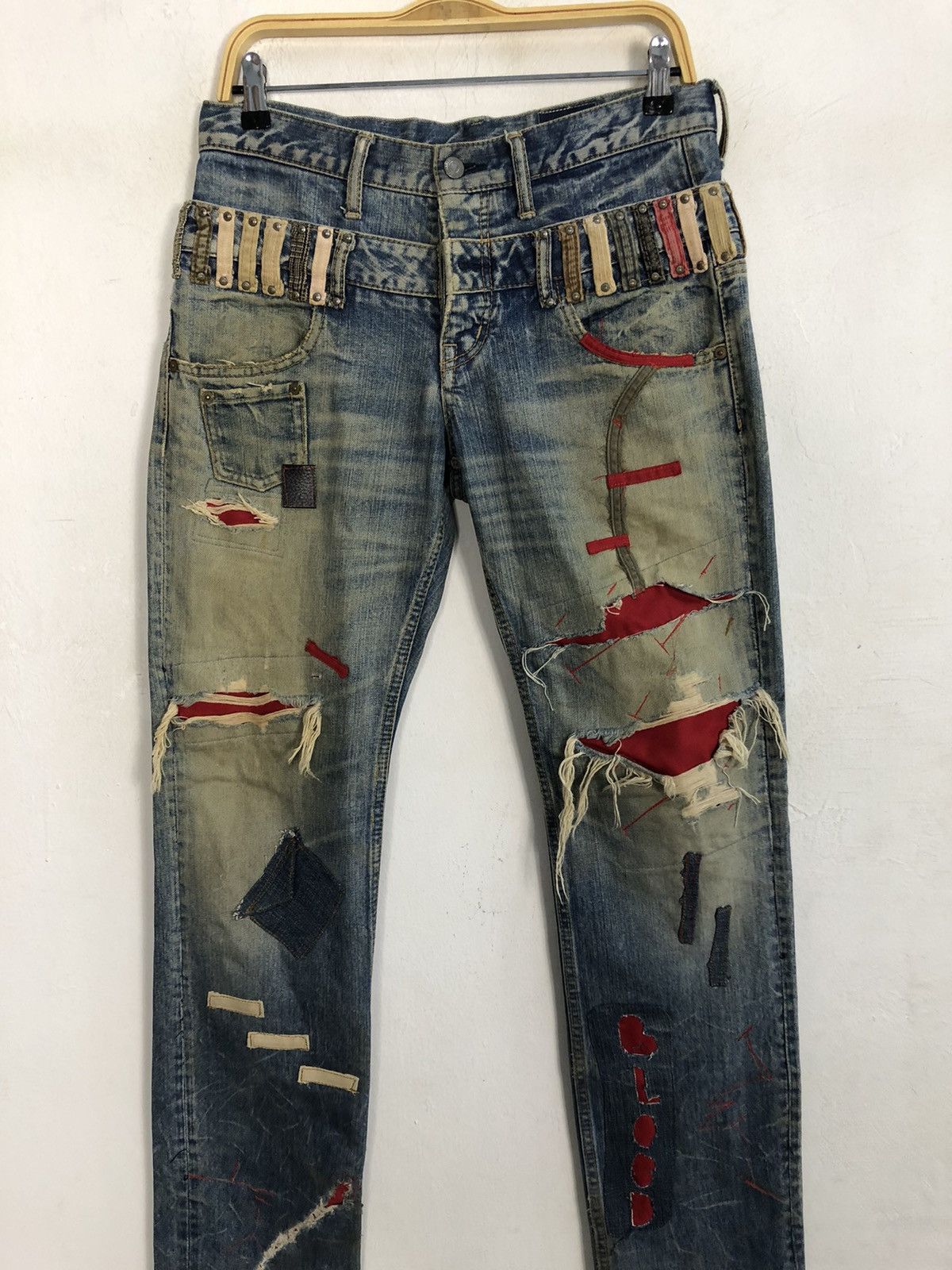 Japanese Brand Antgauge Double Waist Distressed Jeans Rare Design Size US 31 - 4 Thumbnail