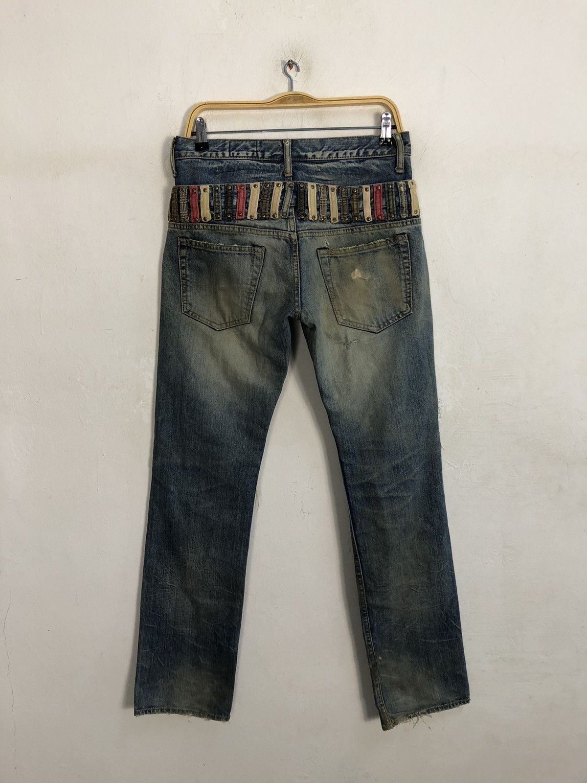 Japanese Brand Antgauge Double Waist Distressed Jeans Rare Design Size US 31 - 11 Thumbnail