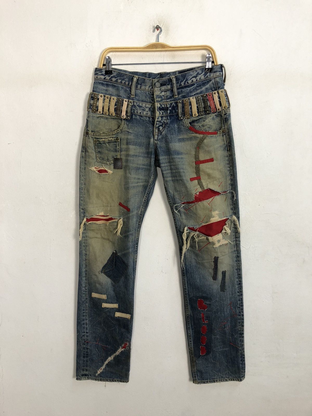 Japanese Brand Antgauge Double Waist Distressed Jeans Rare Design Size US 31 - 3 Thumbnail