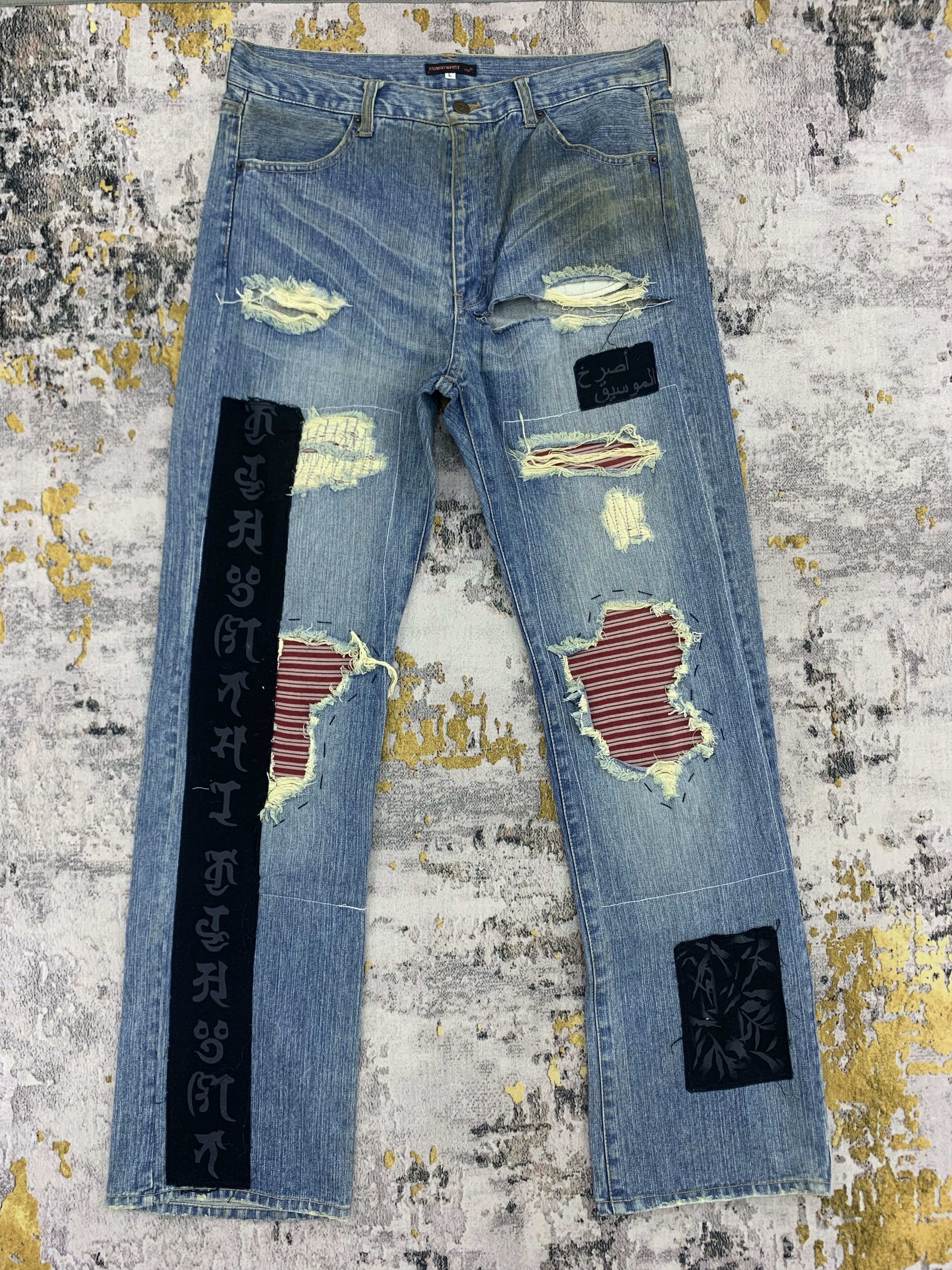 Japanese Brand Vintage Exhibitionist Denim 34x33.5 Dirty Distressed Faded Size US 34 / EU 50 - 1 Thumbnail