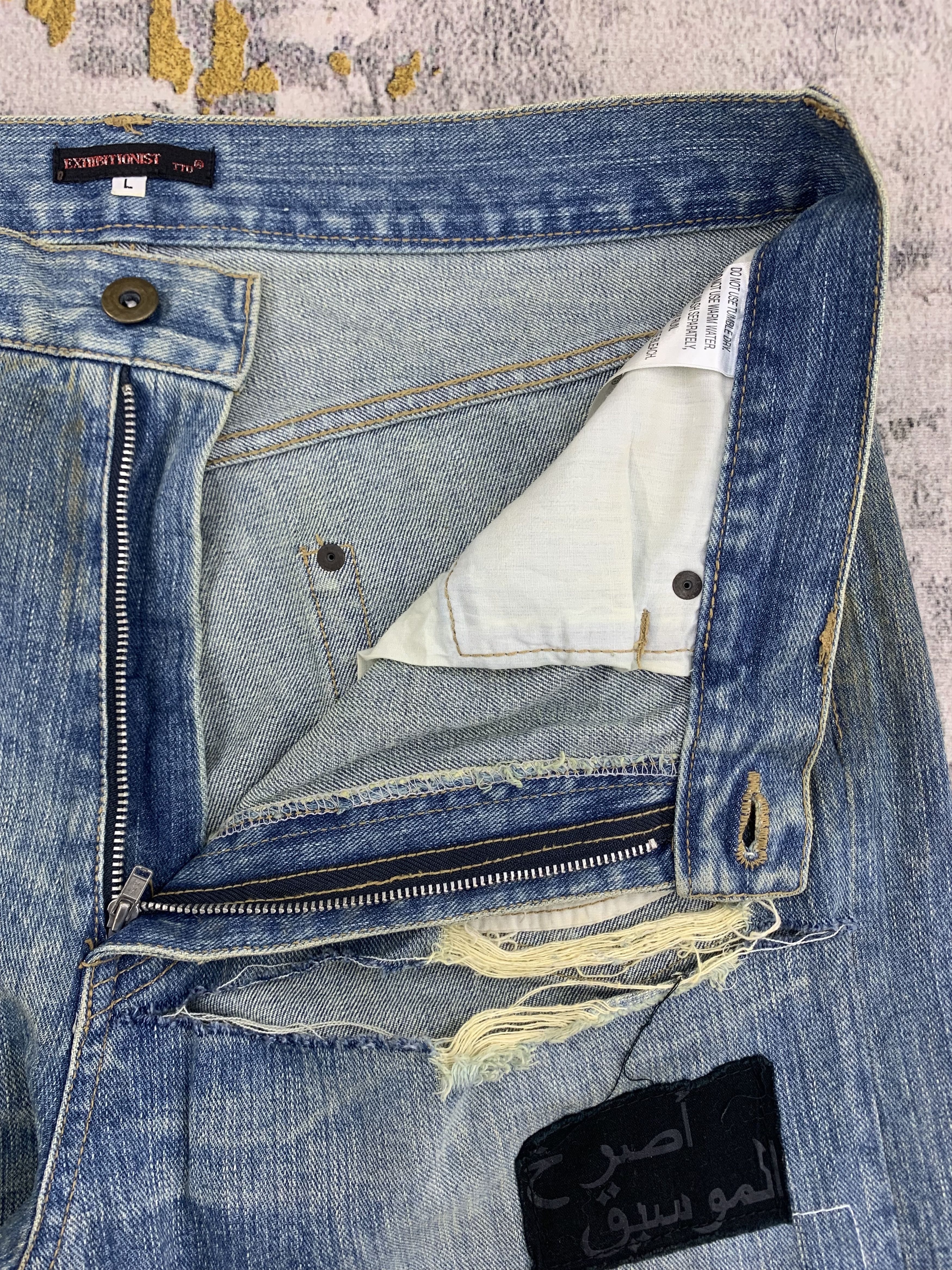 Japanese Brand Vintage Exhibitionist Denim 34x33.5 Dirty Distressed Faded Size US 34 / EU 50 - 3 Thumbnail
