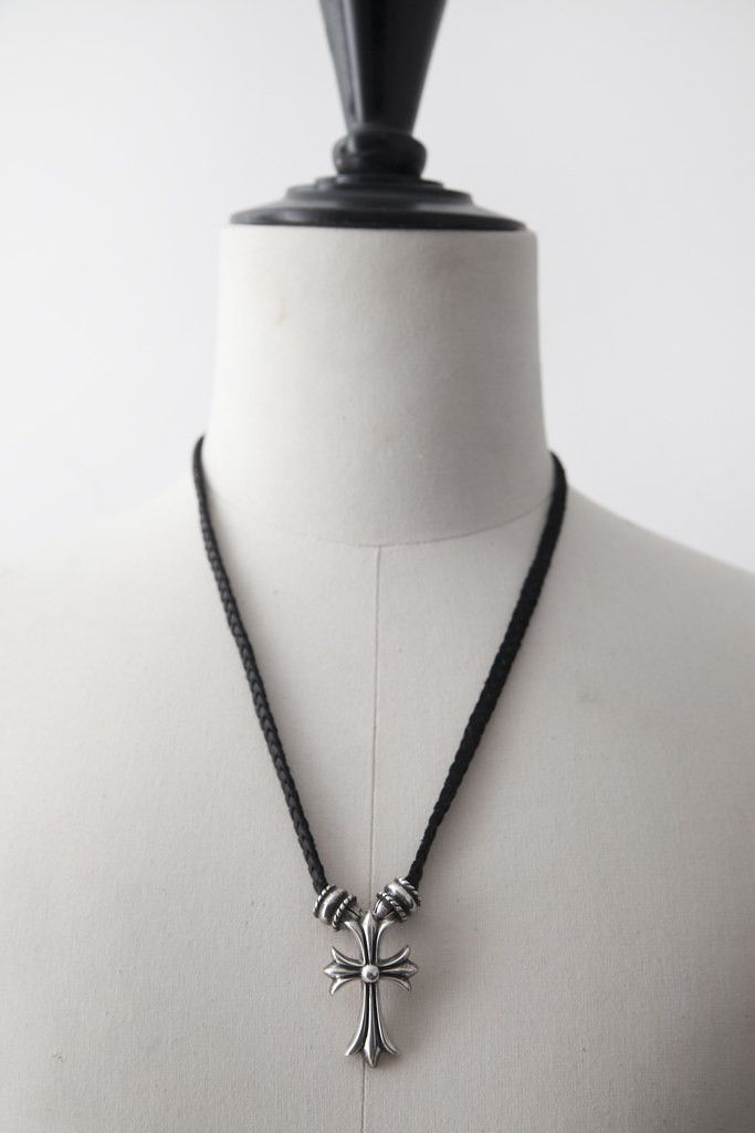 image of Chrome Hearts Bolo Tie Cross Necklace in Silver, Men's