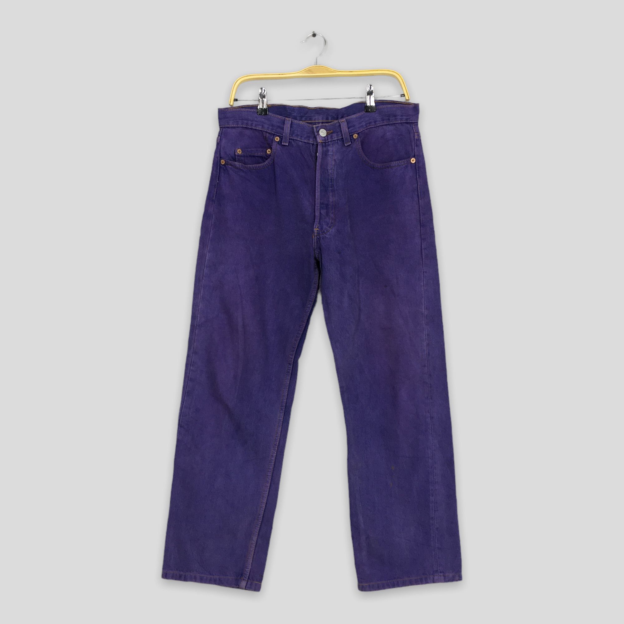 image of Levis x Vintage Size 32X27 Vintage 90's Levi's 501 Purple Overdyed Jeans, Men's