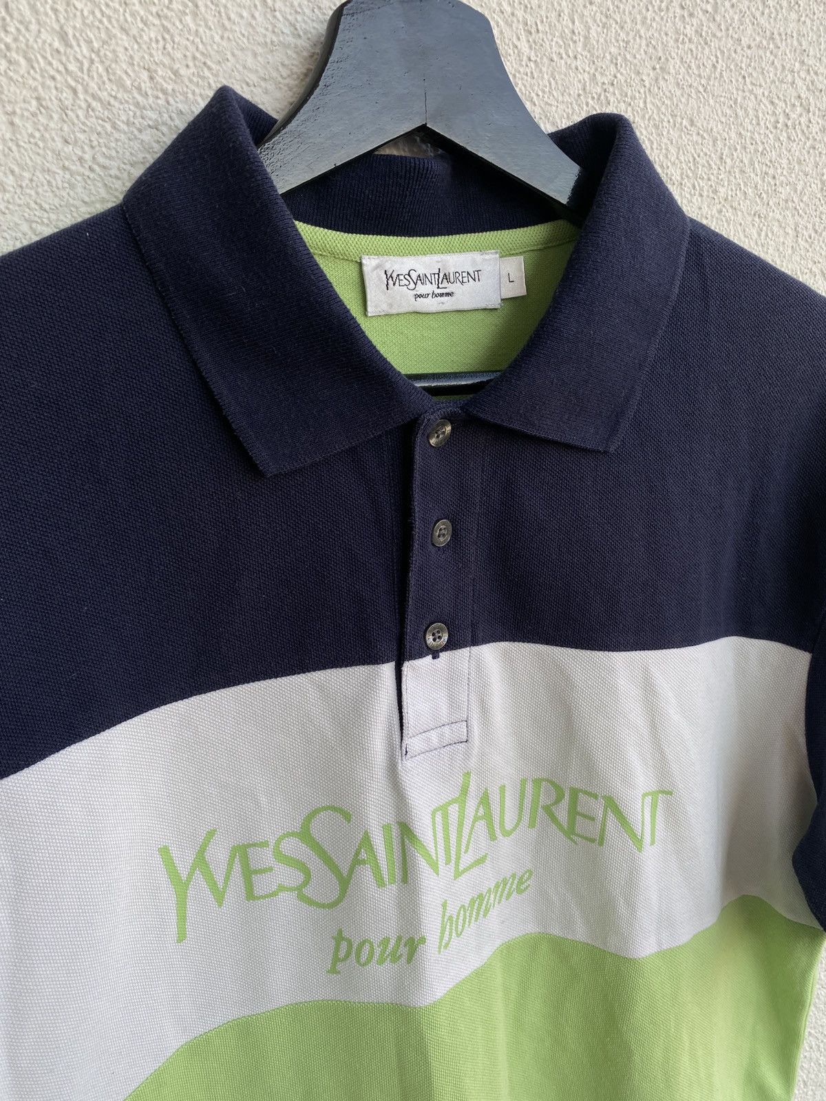 Yves Saint Laurent YSL Polo Spell Out Yves Saint Laurent polo Size US L / EU 52-54 / 3 - 3 Thumbnail