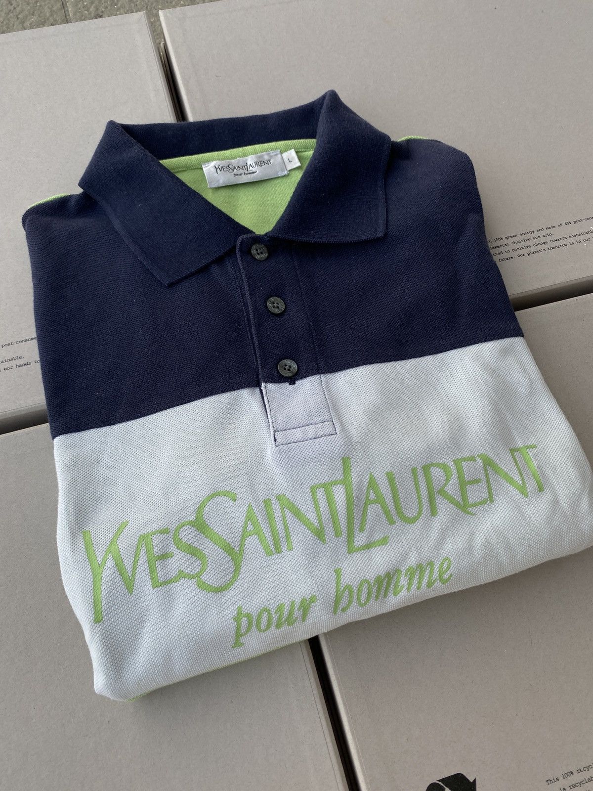Yves Saint Laurent YSL Polo Spell Out Yves Saint Laurent polo Size US L / EU 52-54 / 3 - 1 Thumbnail