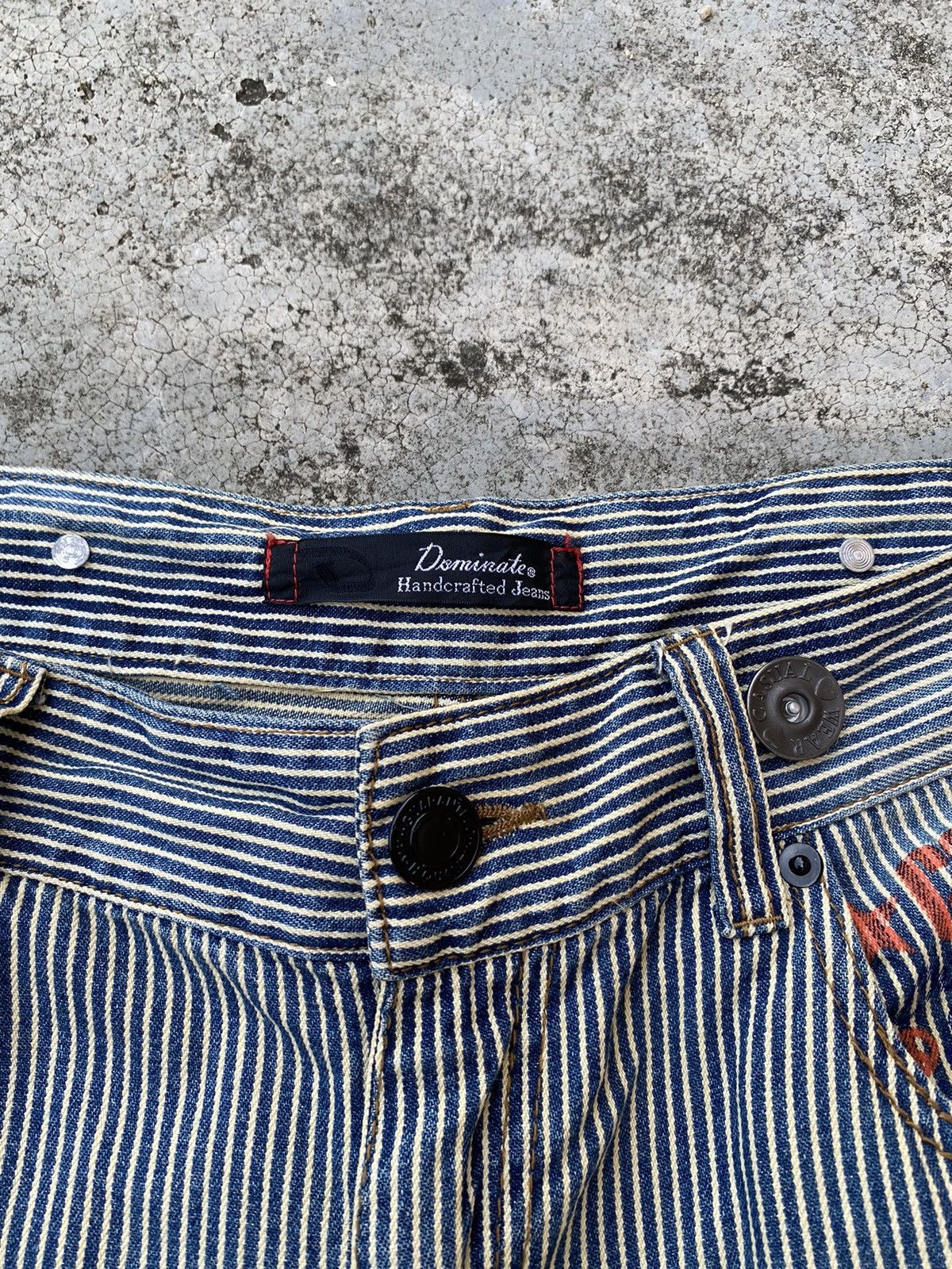 If Six Was Nine × Japanese Brand × Vintage Vintage Hickory Stripes Spellout Denim Jeans Size US 35 - 7 Thumbnail
