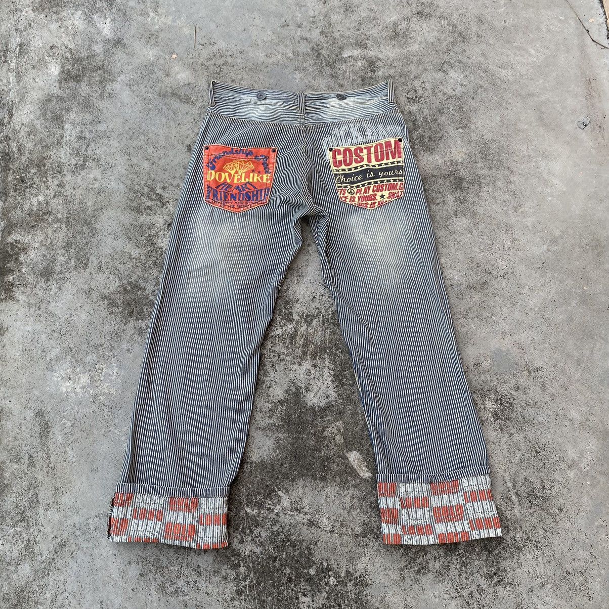 If Six Was Nine × Japanese Brand × Vintage Vintage Hickory Stripes Spellout Denim Jeans Size US 35 - 1 Thumbnail