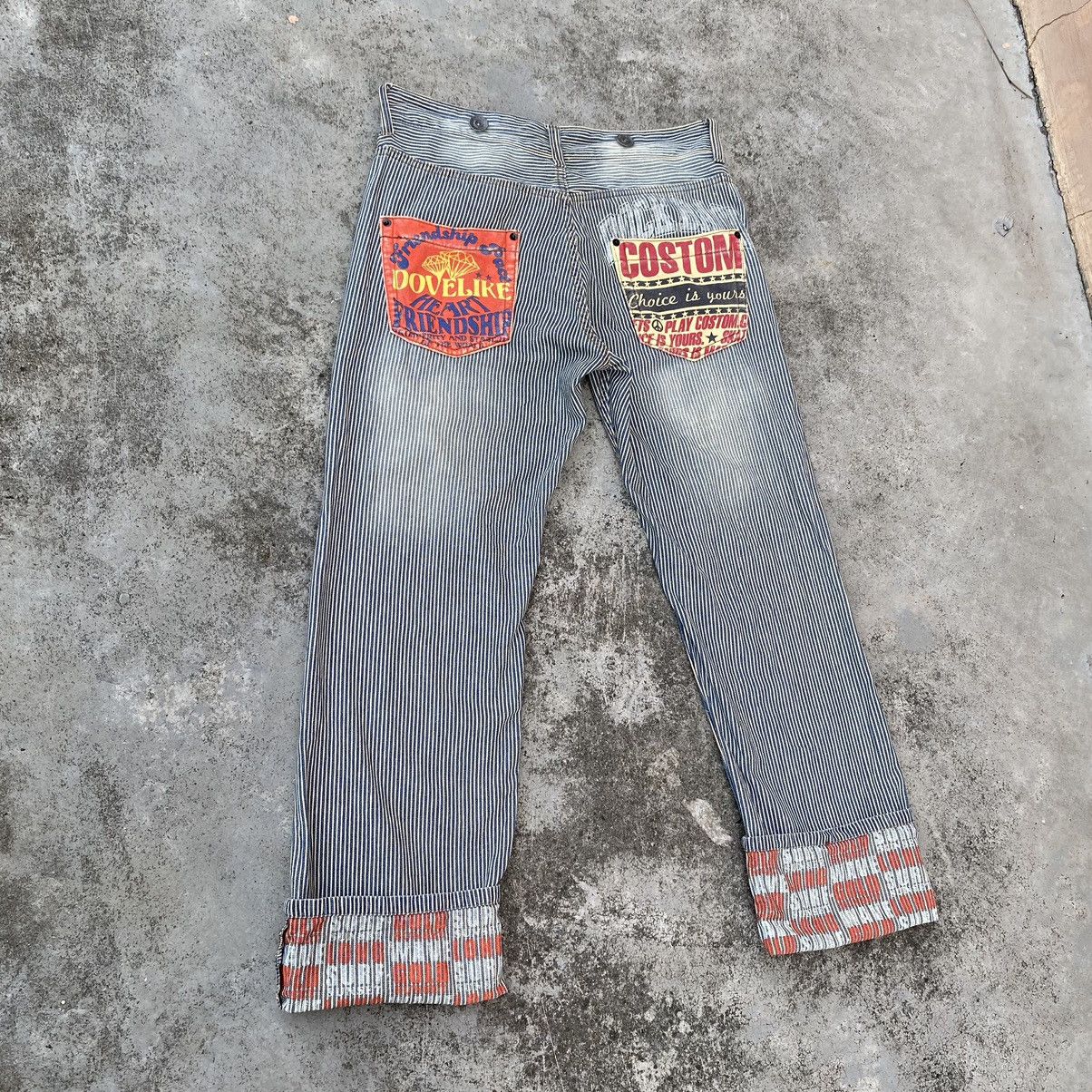 If Six Was Nine × Japanese Brand × Vintage Vintage Hickory Stripes Spellout Denim Jeans Size US 35 - 9 Thumbnail