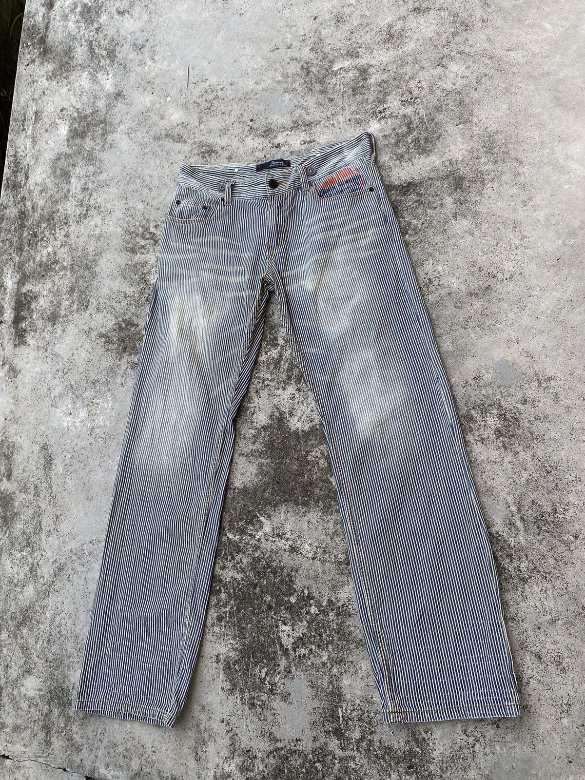 If Six Was Nine × Japanese Brand × Vintage Vintage Hickory Stripes Spellout Denim Jeans Size US 35 - 4 Thumbnail