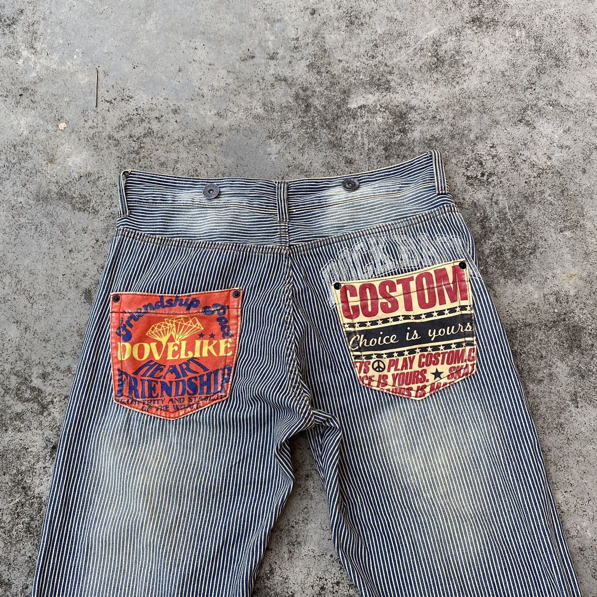 If Six Was Nine × Japanese Brand × Vintage Vintage Hickory Stripes Spellout Denim Jeans Size US 35 - 11 Thumbnail