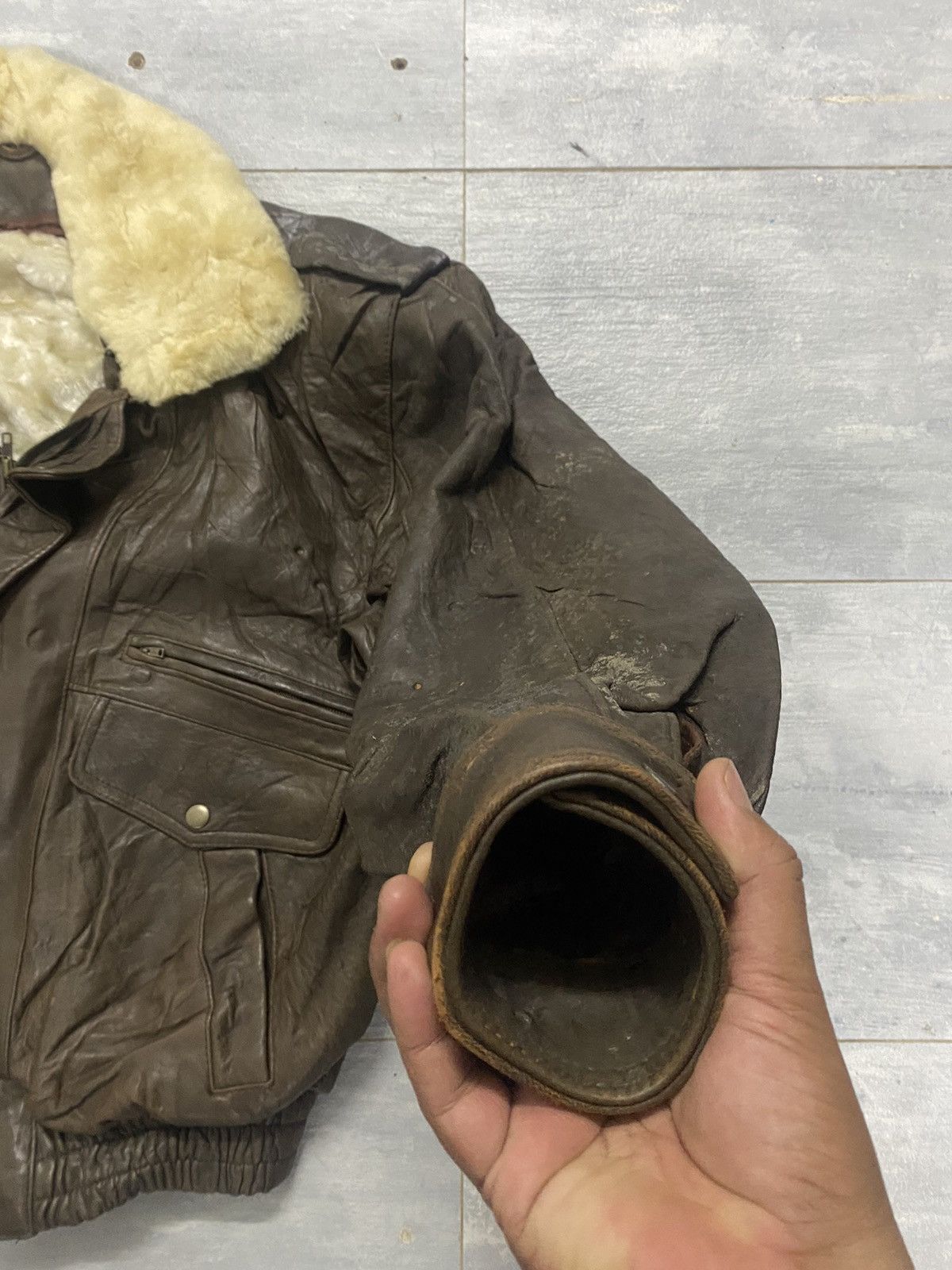 Vintage 🔥Vintage🔥 90’s A-2 Bomber Leather Jacket Size US L / EU 52-54 / 3 - 4 Thumbnail
