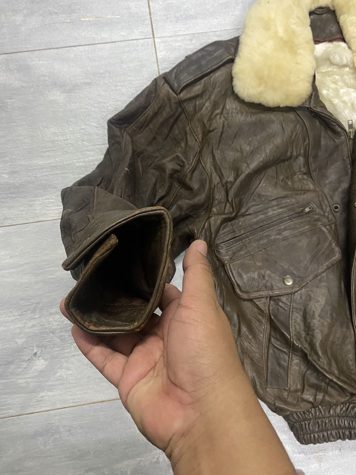 Vintage 🔥Vintage🔥 90’s A-2 Bomber Leather Jacket Size US L / EU 52-54 / 3 - 6 Thumbnail