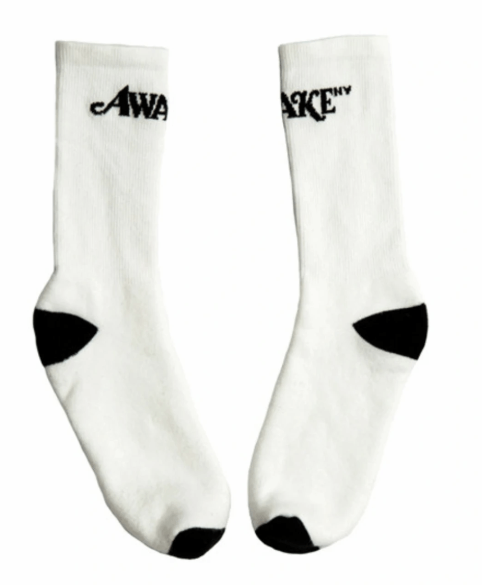 Awake NY Awake NY - White/navy Classic Logo Knit Socks crew Size ONE SIZE - 1 Thumbnail