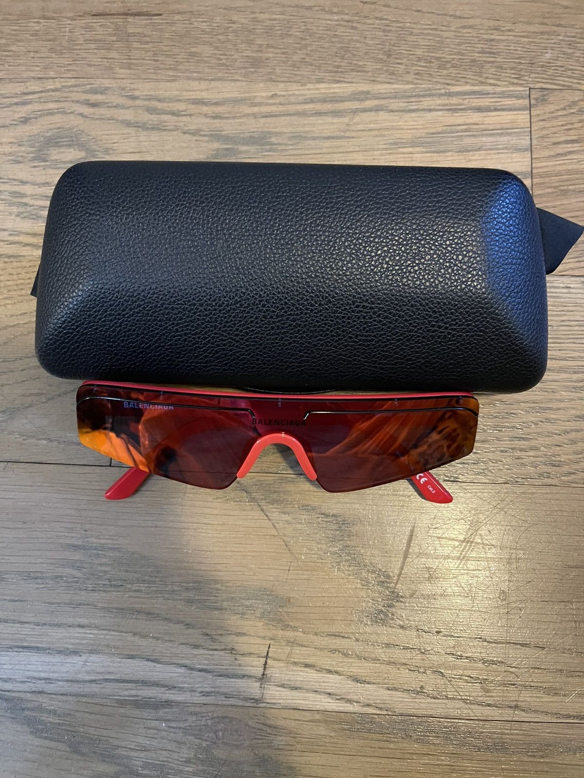 Balenciaga Balenciaga red shield mirrored sunglasses | Grailed