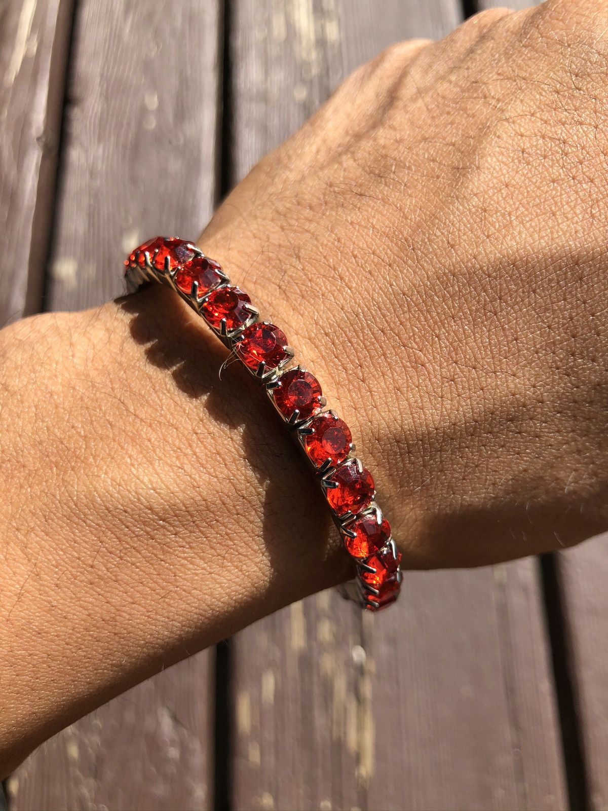 Jewelry Iced Out Zircon Tennis Chain Bracelet Size ONE SIZE - 1 Thumbnail