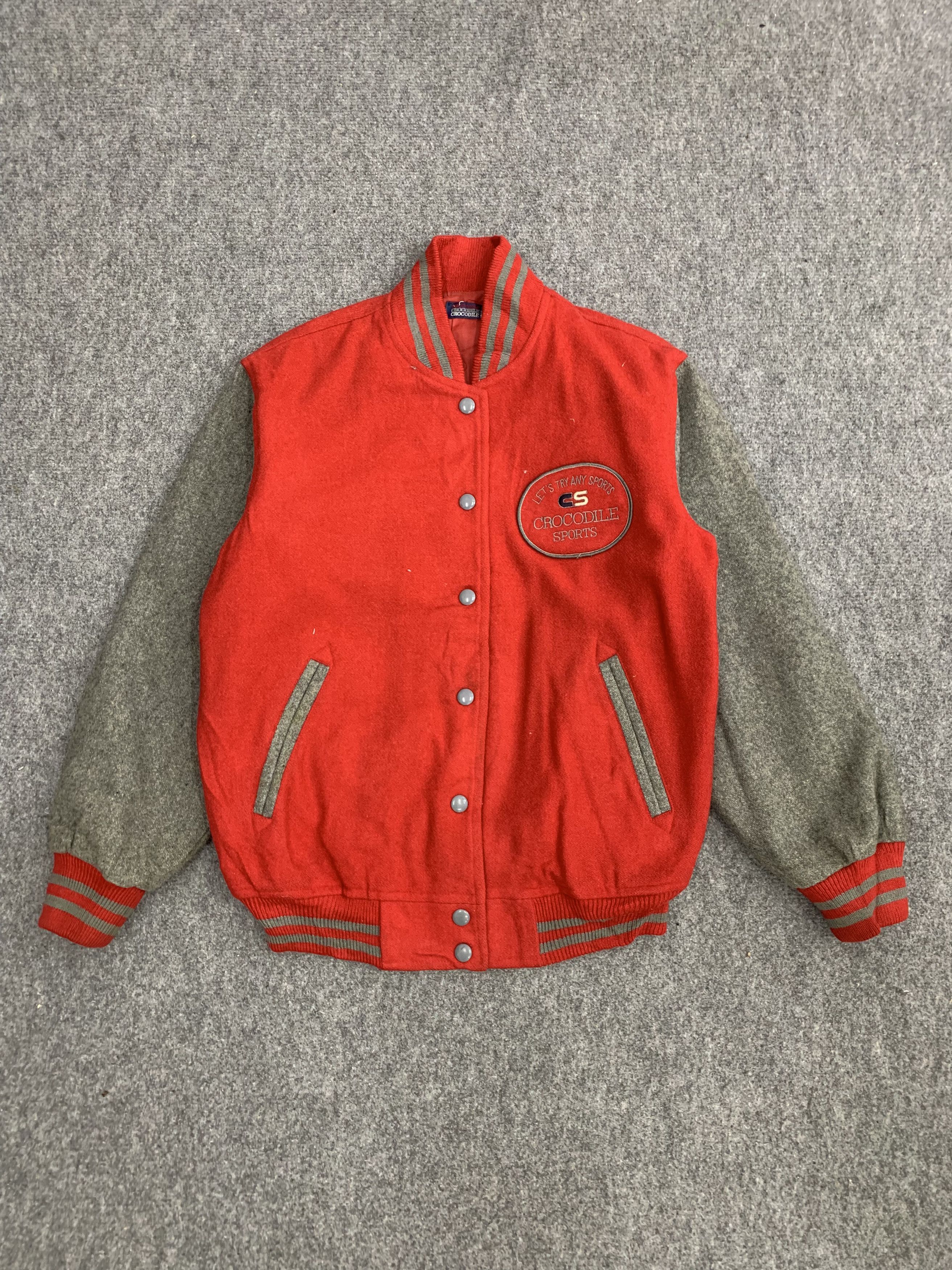 Buy Vintage Crocodile Sports Wool Varsity Jacket Medium Blue/red