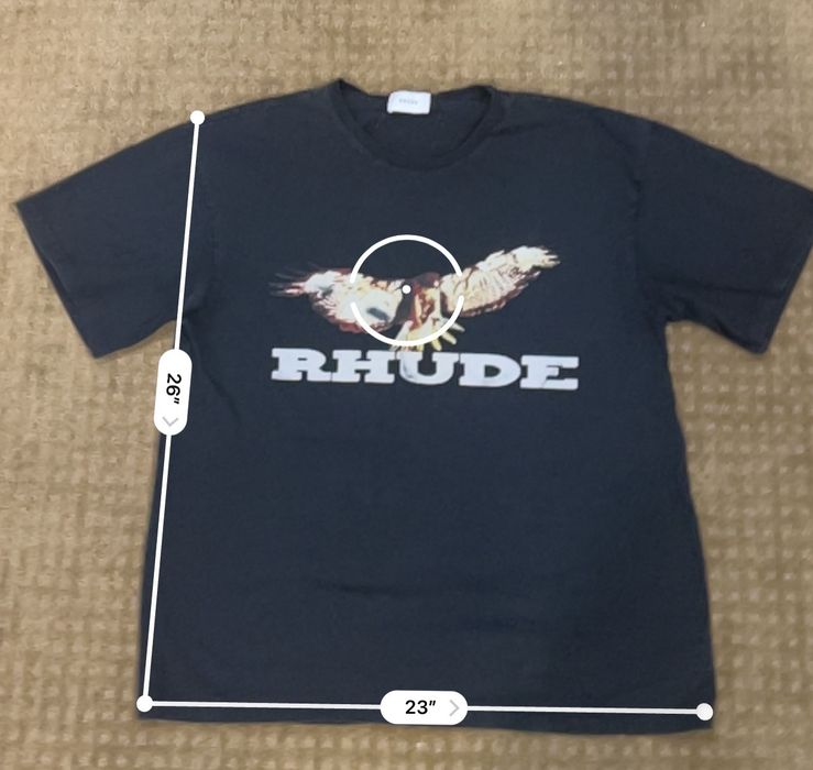 Rhude T Shirt Limited Rhude Vintage Distressed Flying Eagle Motorcycle Printing main image 0