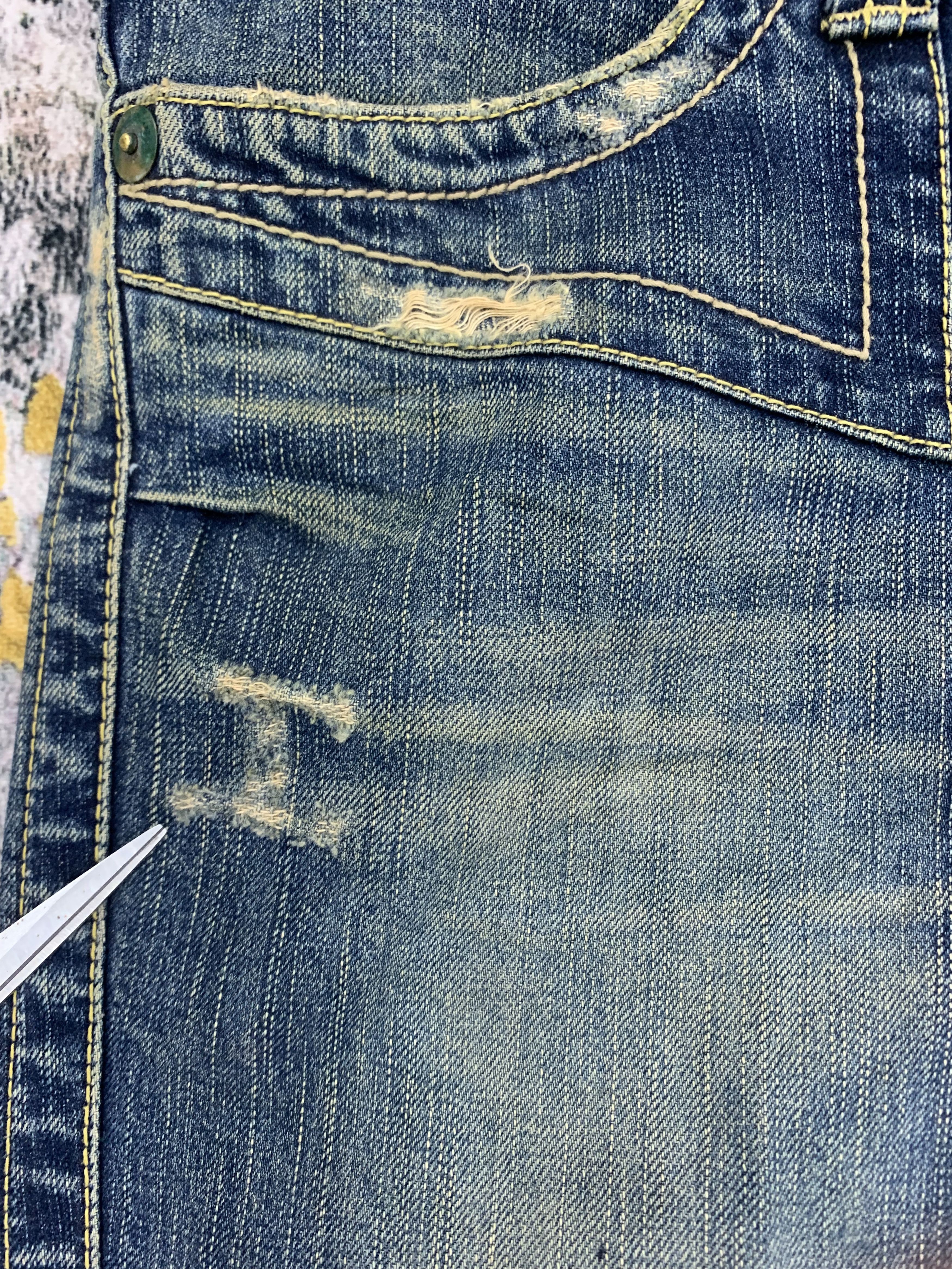 Japanese Brand Vintage Japanese Brand Denim 37x39 Distressed Ripped Size US 37 - 7 Thumbnail