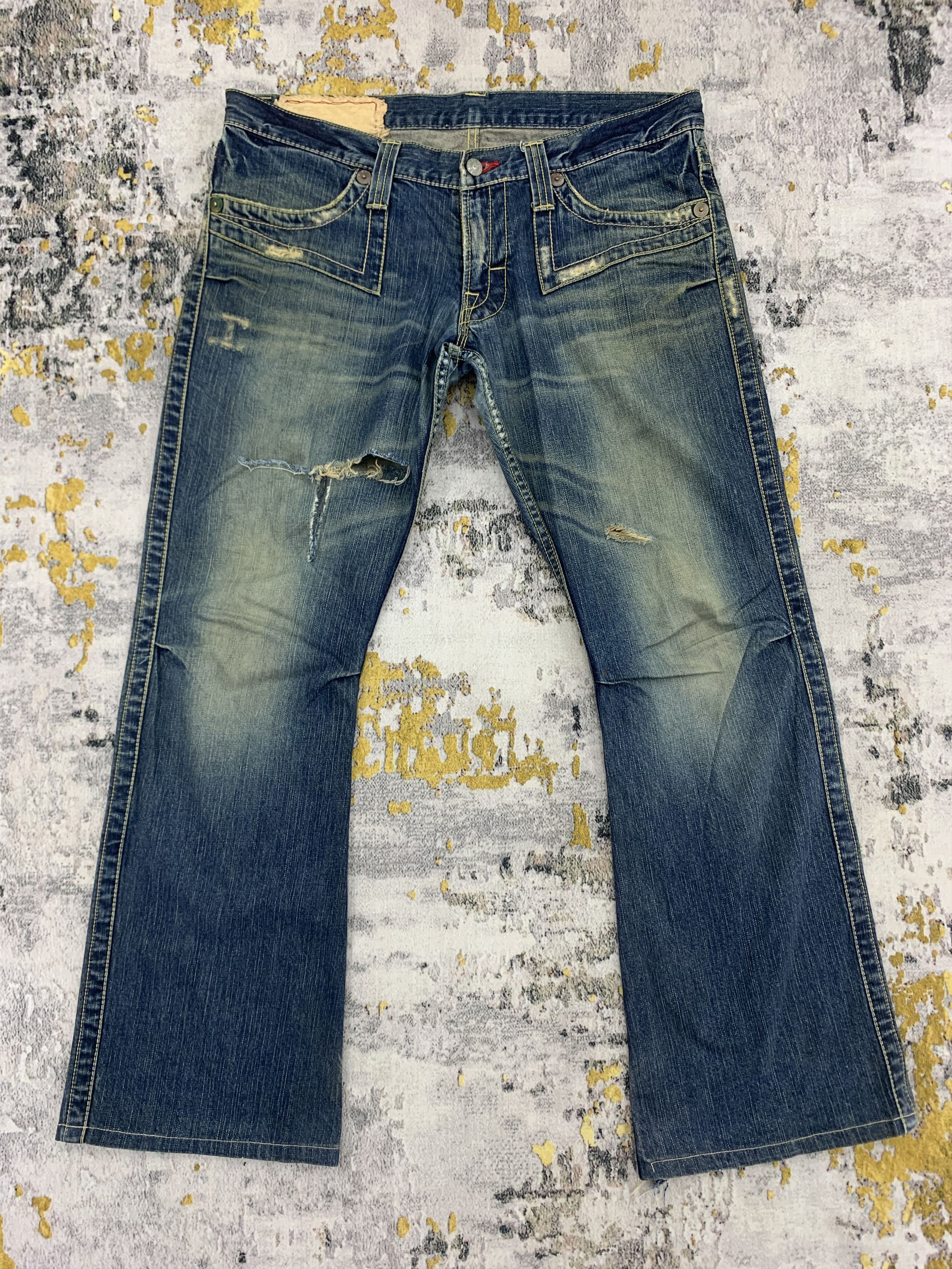 Vintage Japanese Brand Denim 37x39 Distressed Ripped