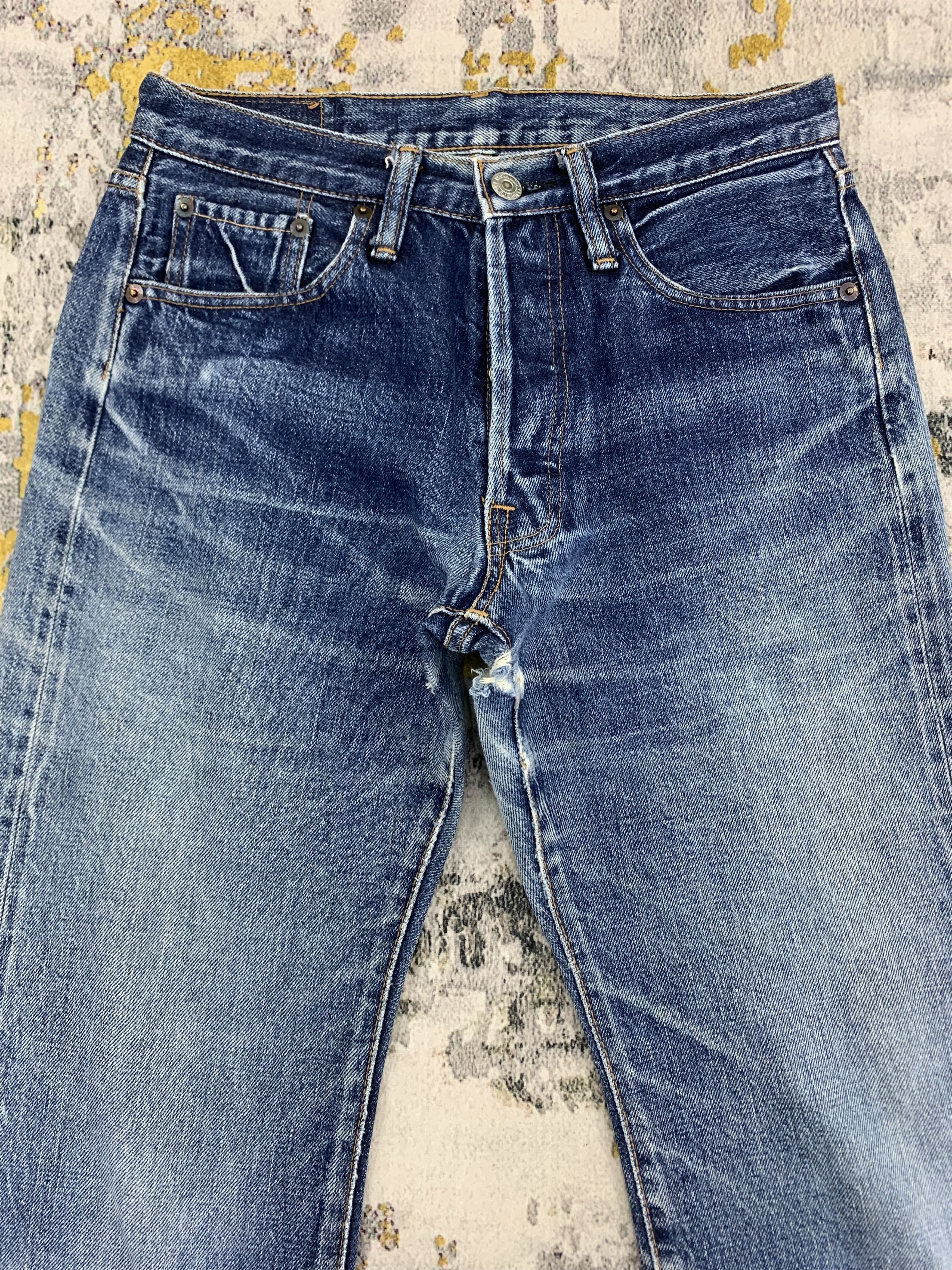 Denime Vintage Denime Redline 28x29.5 Distressed Ripped Size US 28 / EU 44 - 2 Thumbnail