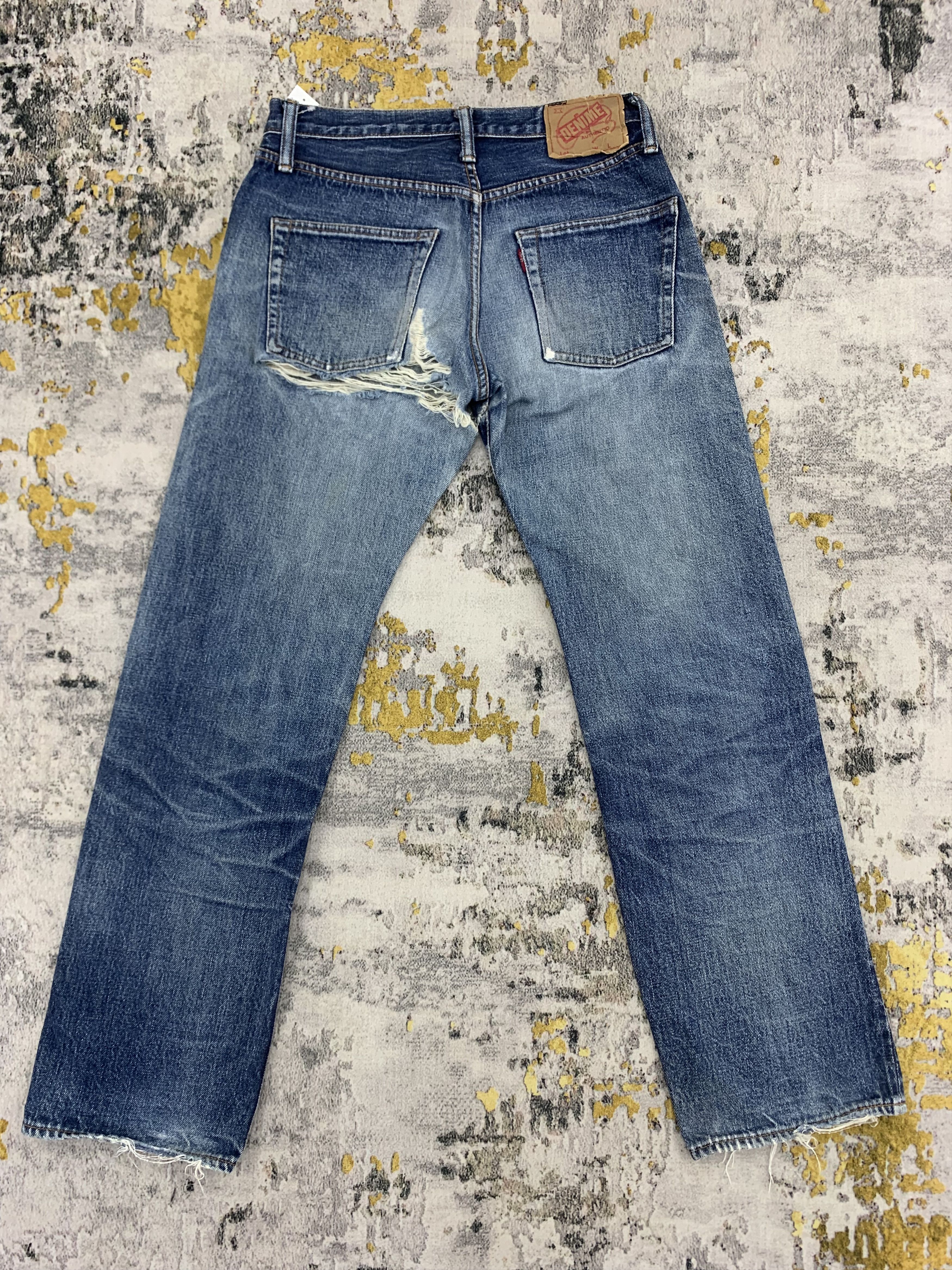 Denime Vintage Denime Redline 28x29.5 Distressed Ripped Size US 28 / EU 44 - 5 Thumbnail
