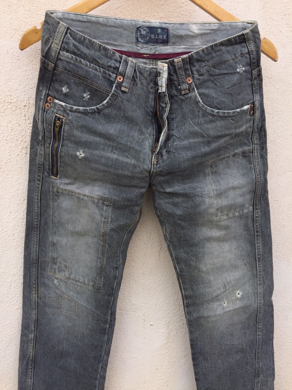 Blue Blue Japan Blue Blue Patchwork Denim Jeans Size US 28 / EU 44 - 2 Thumbnail