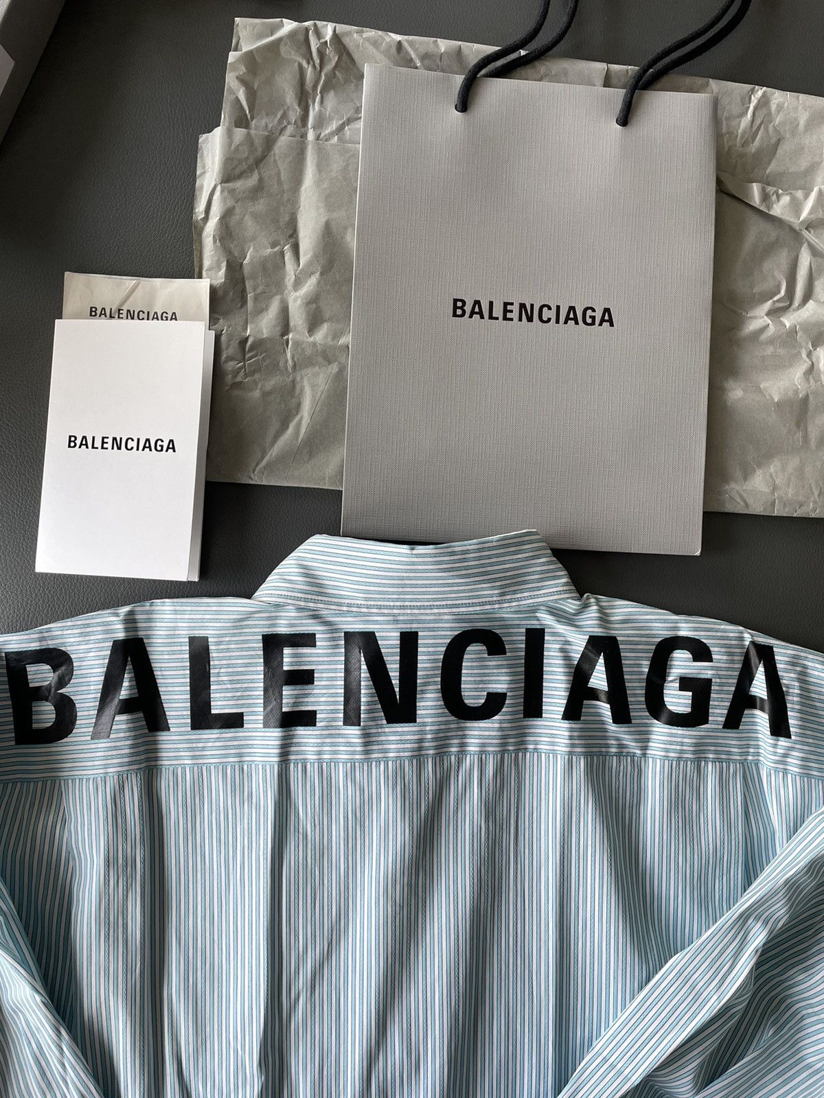 image of Runway Limited Edition Balenciaga Logo Shirt in Blue, Men's (Size XL)