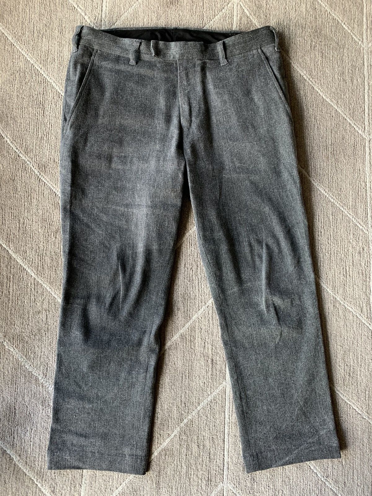 Isamu Katayama Backlash Grey washed cotton cropped pants | Grailed