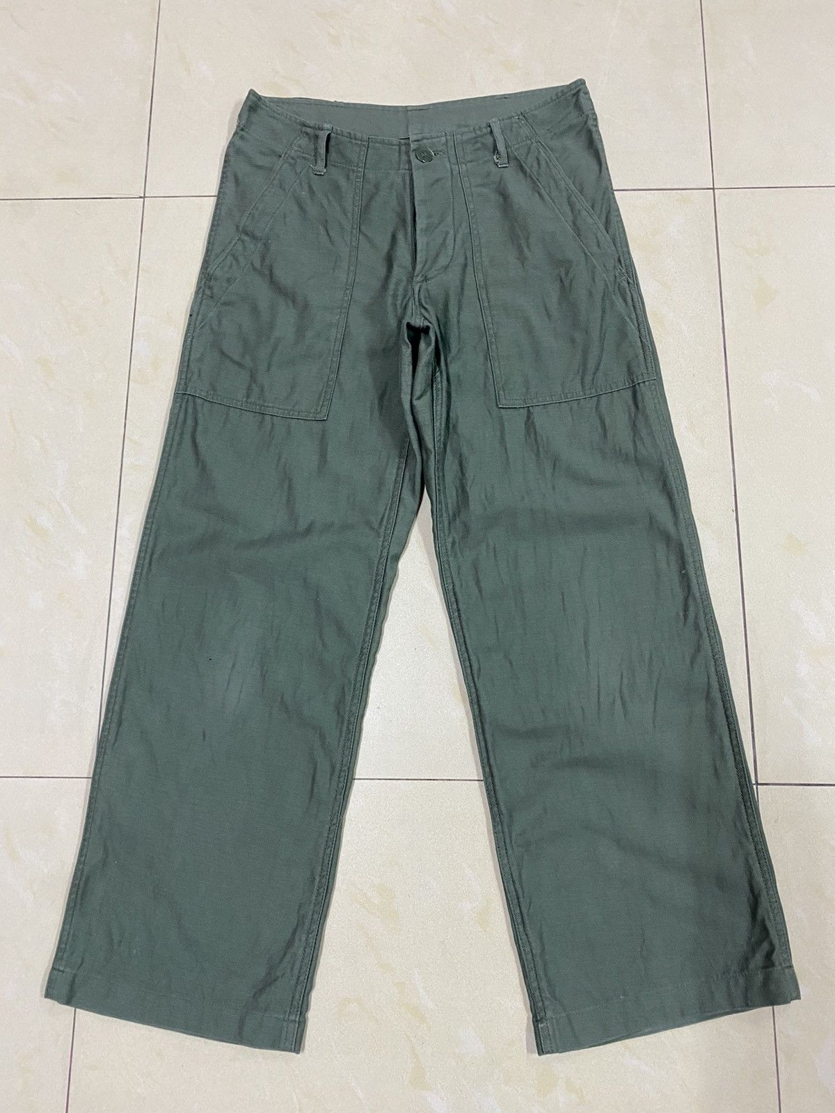 image of Military x Orslow Inspired Sateen OG 107 Type-2 Fatique Baker Pants in Green, Men's (Size 29)