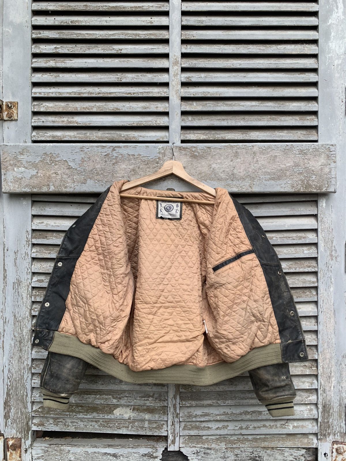 Vintage 👹Vintage American Football Leather Bomber Jacket Size US L / EU 52-54 / 3 - 14 Thumbnail