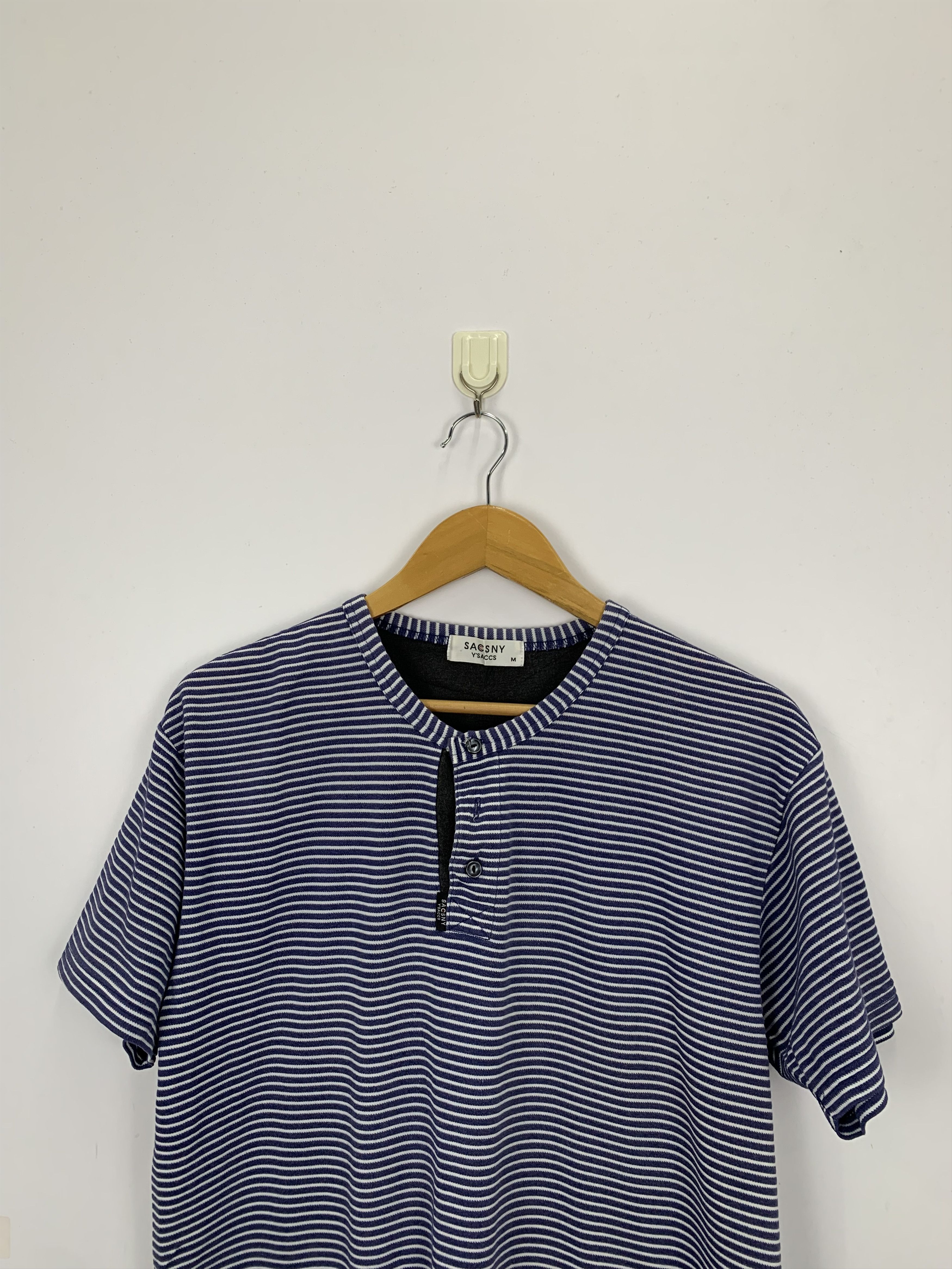 Designer × Yohji Yamamoto Yohji Yamamoto Sacsny Y'saccs Striped T Shirt TA0204 Size US M / EU 48-50 / 2 - 2 Thumbnail