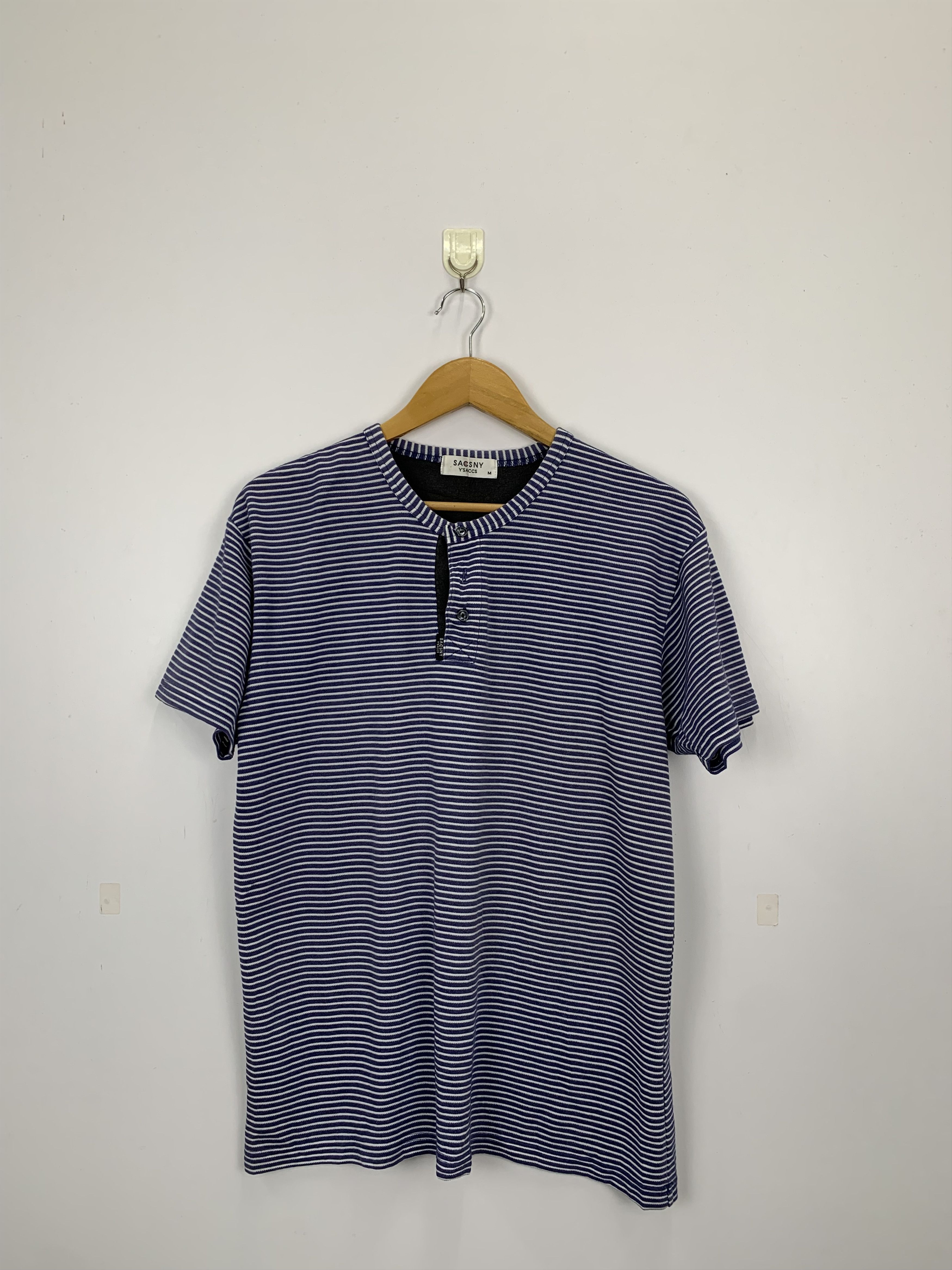 Designer × Yohji Yamamoto Yohji Yamamoto Sacsny Y'saccs Striped T Shirt TA0204 Size US M / EU 48-50 / 2 - 1 Thumbnail