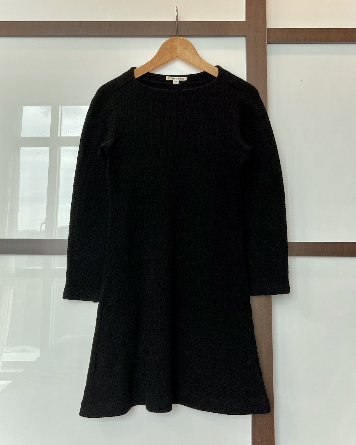 Helmut Lang 80s Archive Rib Flare Wool Dress