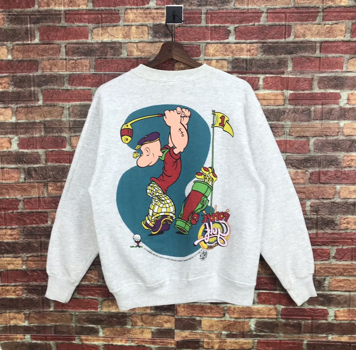 Vintage VERY RARE Vintage Popeye Golfer 1993 mirror printed crewneck Size US M / EU 48-50 / 2 - 9 Thumbnail
