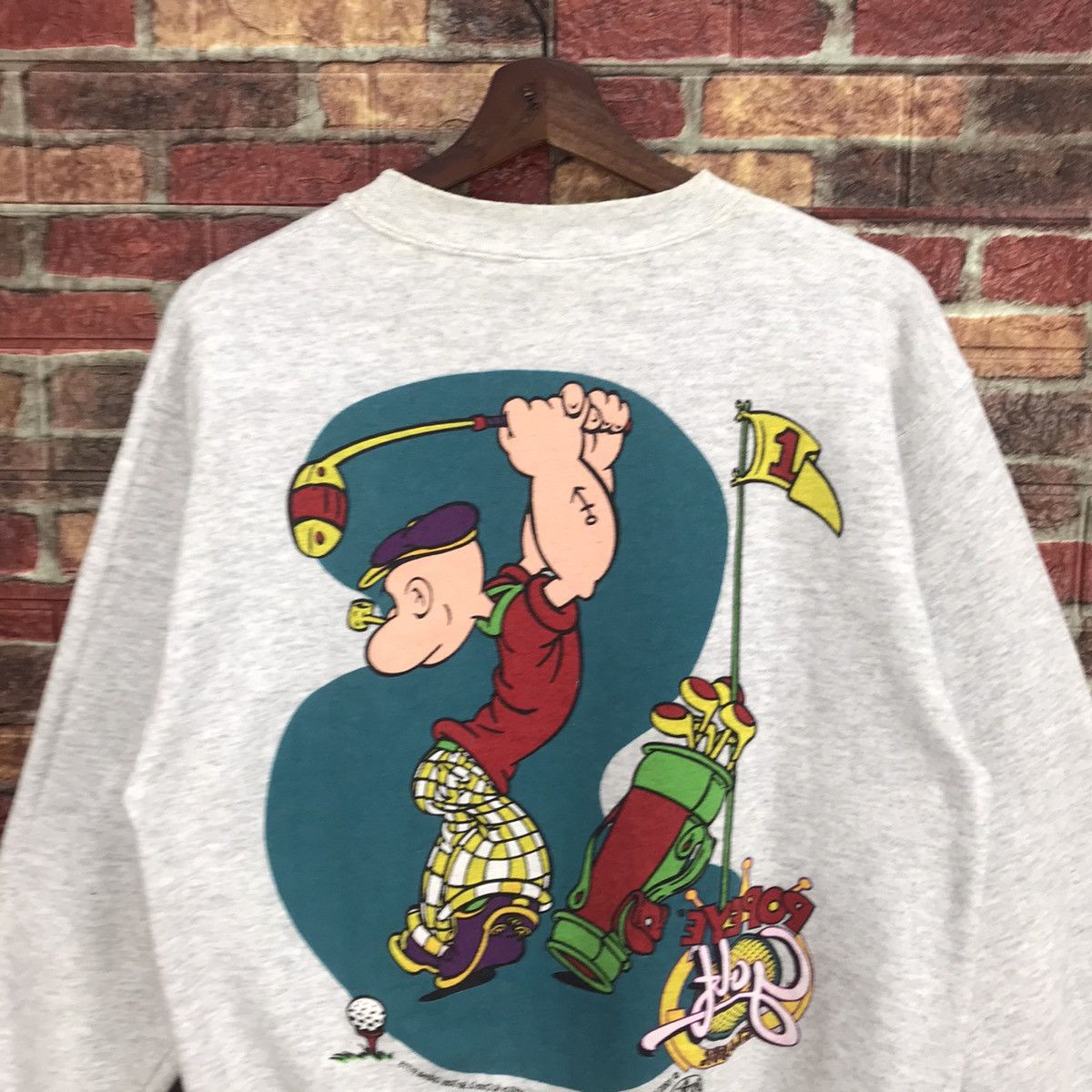 Vintage VERY RARE Vintage Popeye Golfer 1993 mirror printed crewneck Size US M / EU 48-50 / 2 - 11 Thumbnail