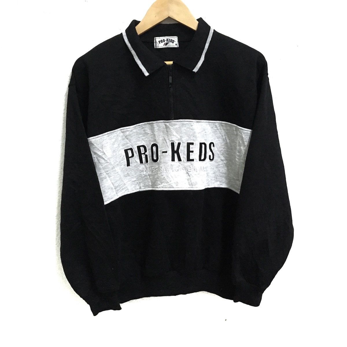 image of Pro Keds Big Logo Embroidery Polos Sweatshirt in Black, Men's (Size Medium)