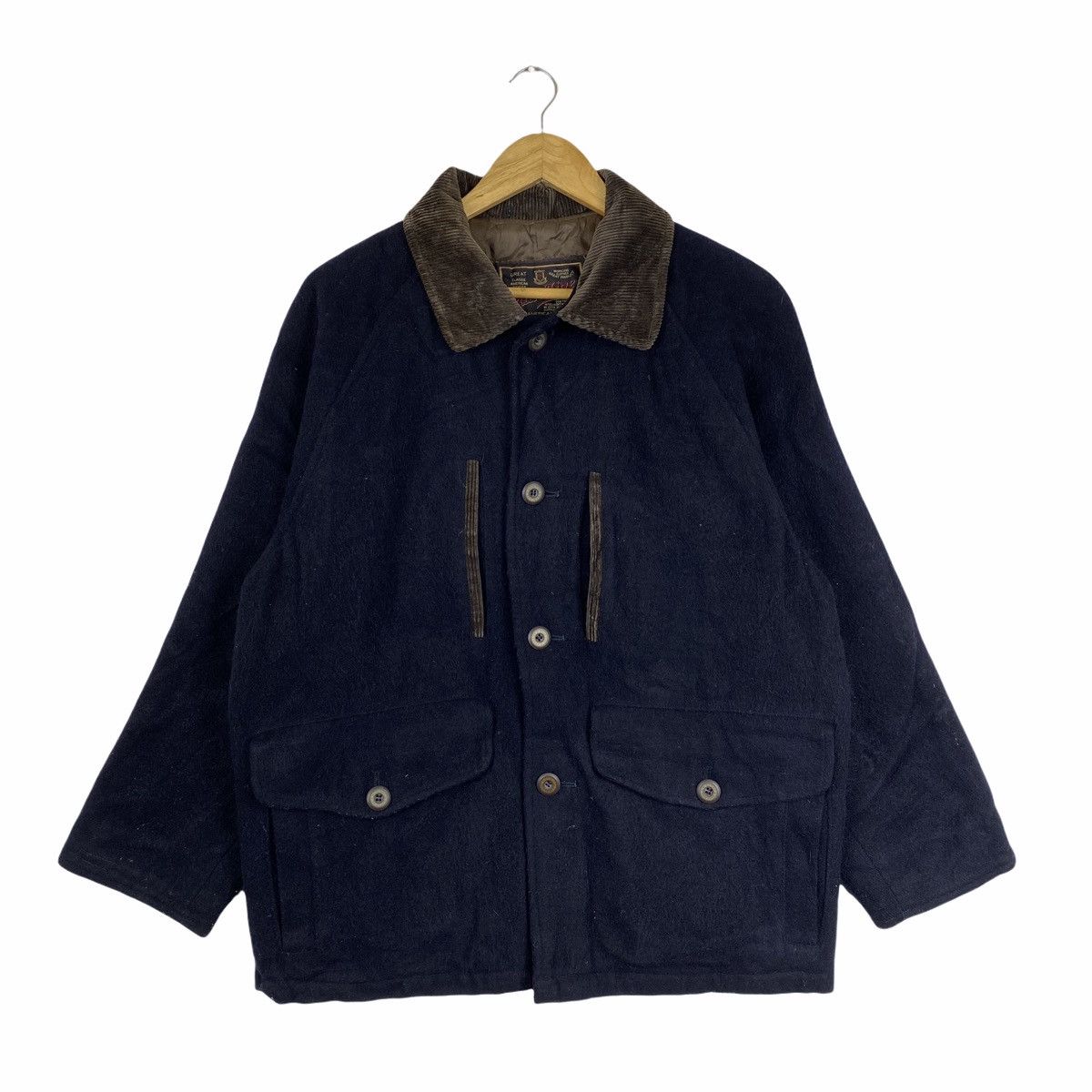 image of Vintage Backfire Workwear Design Fully Button Coduroy Jacket in Blue, Men's (Size Medium)