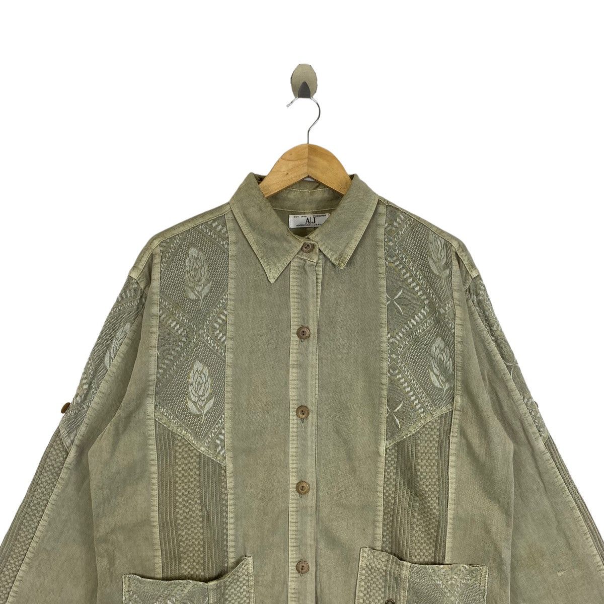 Vintage Vintage AMERICAN JEANS Sashiko Design Fully Button Jacket Size US L / EU 52-54 / 3 - 5 Thumbnail