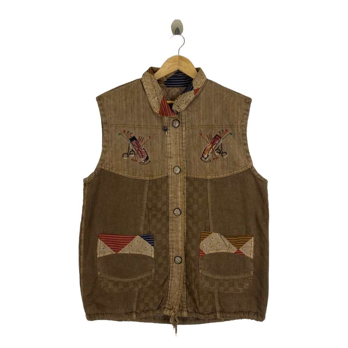Japanese Brand Vintage SASHIKO Japanese Brand Button Vest Jacket Sleeveless Size US L / EU 52-54 / 3 - 1 Thumbnail