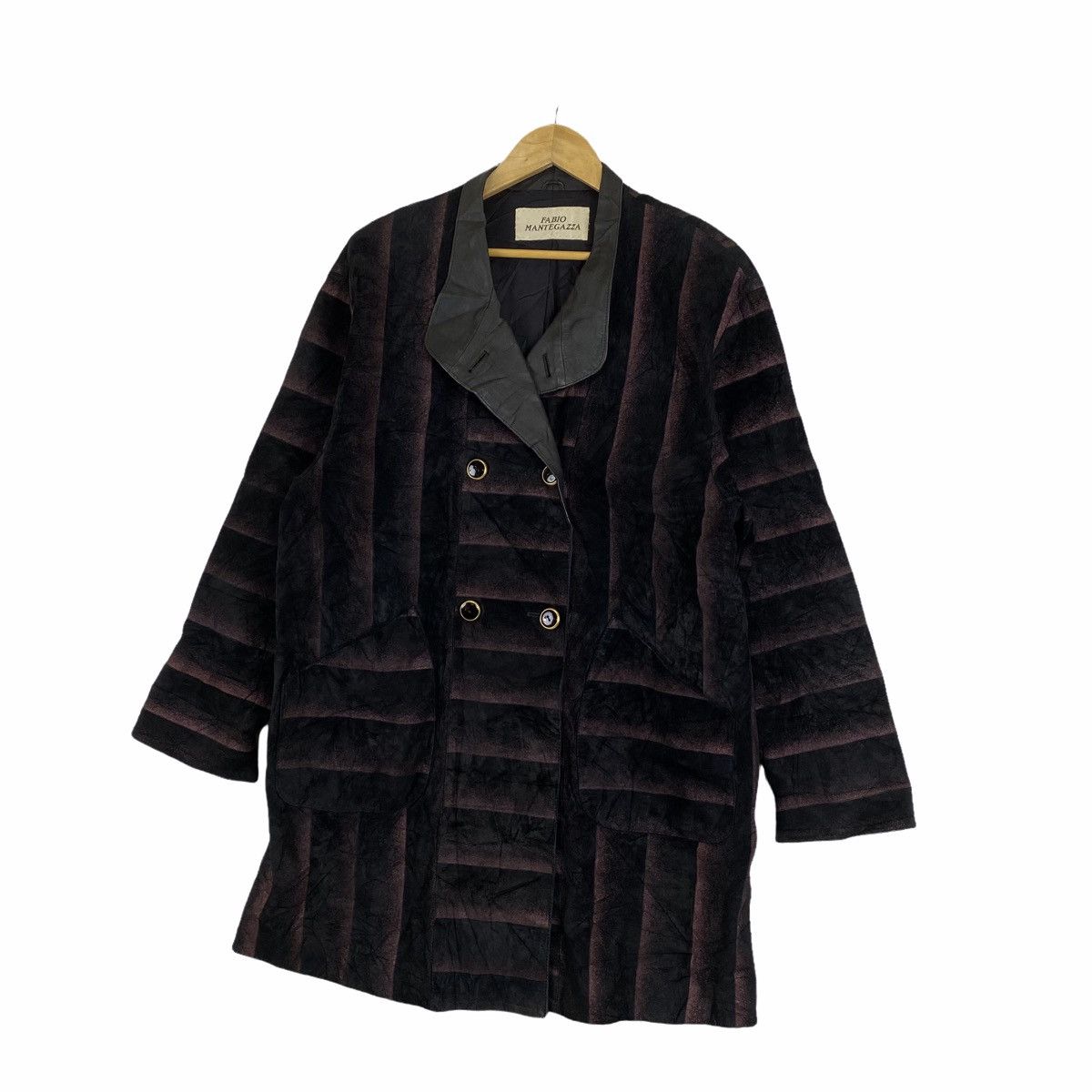 Vintage Vintage FABIO MANTEGAZZA Italian Designer Suede Leather Coat Size L / US 10 / IT 46 - 4 Thumbnail