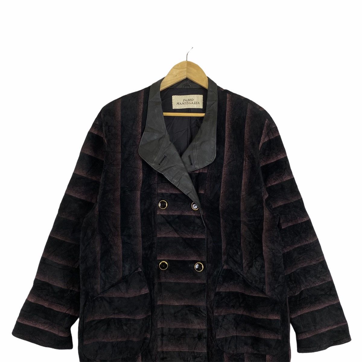 Vintage Vintage FABIO MANTEGAZZA Italian Designer Suede Leather Coat Size L / US 10 / IT 46 - 5 Thumbnail