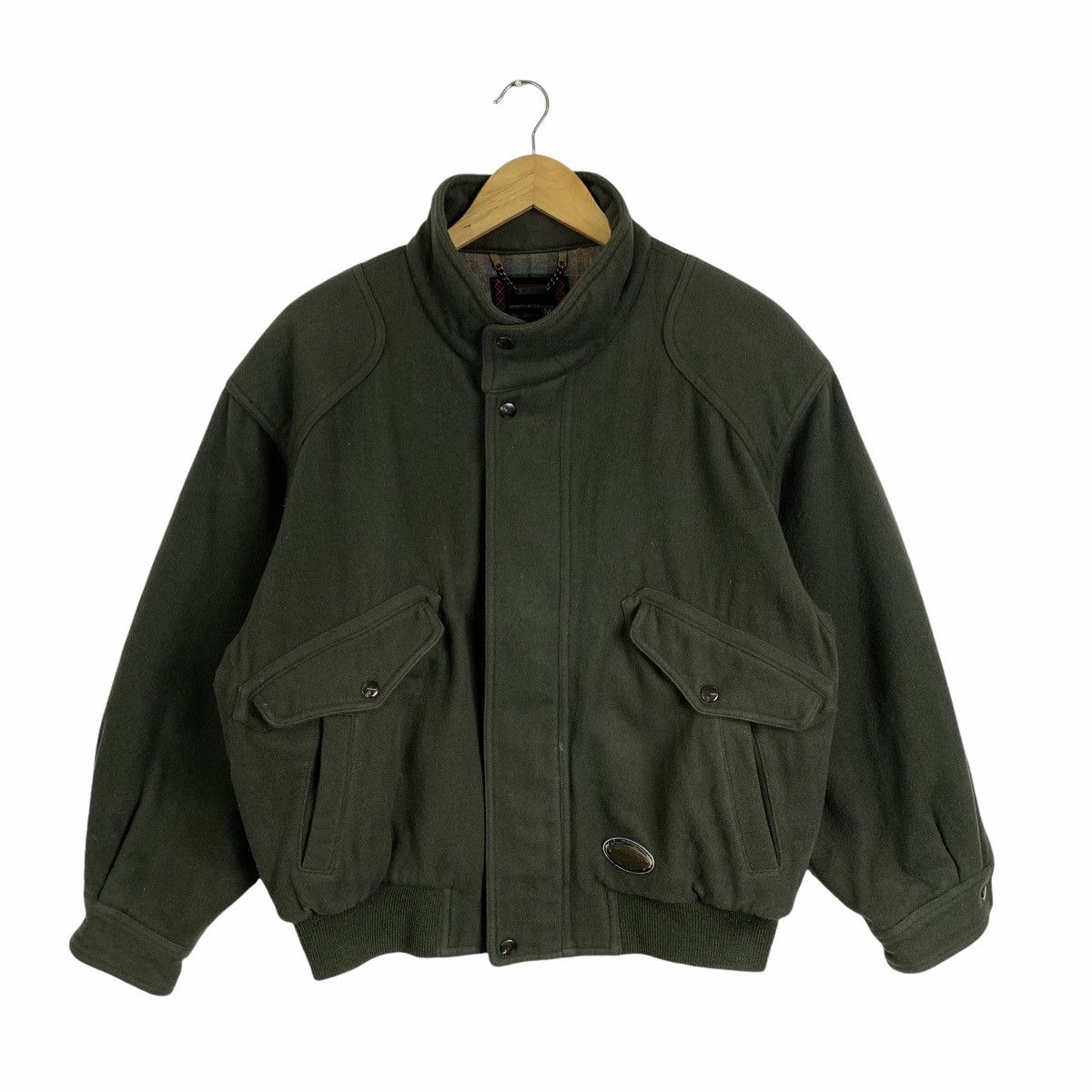image of Mcgregor Wool Bomber Varsity Jacket in Green, Men's (Size Medium)