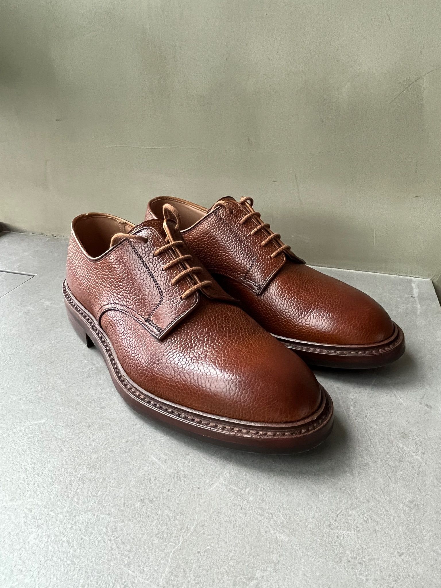 Crockett & Jones Crockett & Jones Grasmere Tan Scotch Grain Mens Derby Shoes Size US 6.5 / EU 39-40 - 7 Thumbnail