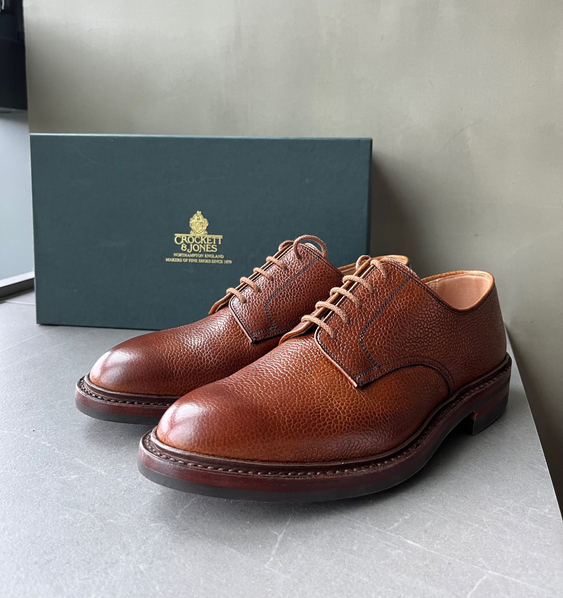 Crockett & Jones Crockett & Jones Grasmere Tan Scotch Grain Mens Derby Shoes Size US 6.5 / EU 39-40 - 6 Thumbnail