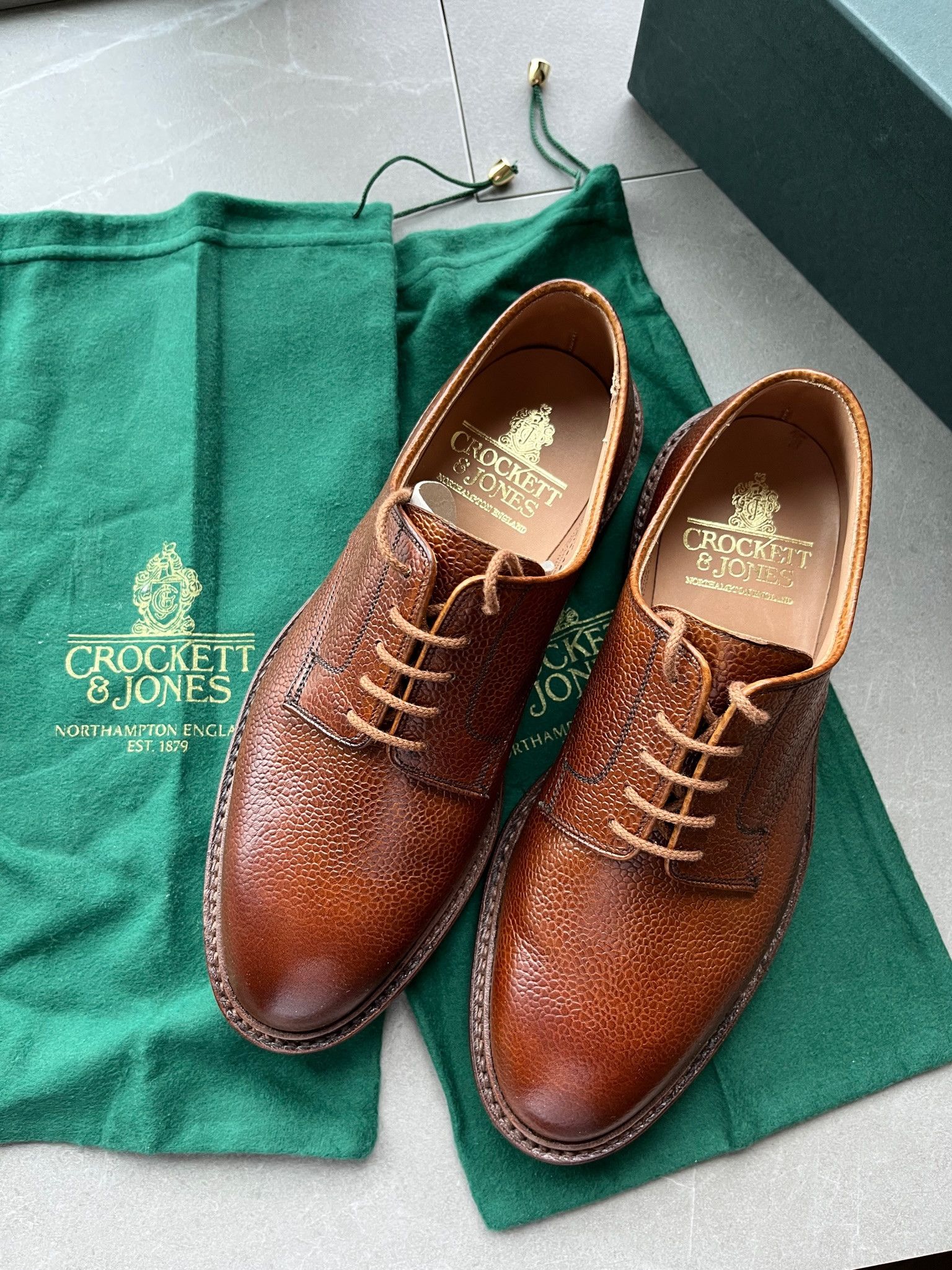 Crockett & Jones Crockett & Jones Grasmere Tan Scotch Grain Mens Derby Shoes Size US 6.5 / EU 39-40 - 5 Thumbnail