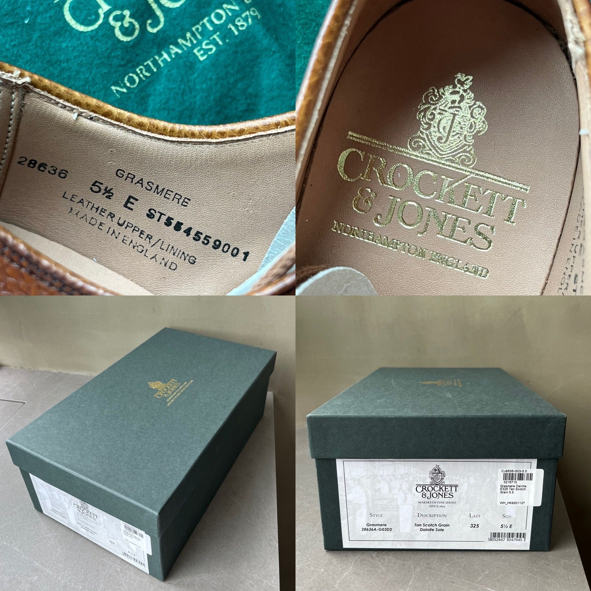 Crockett & Jones Crockett & Jones Grasmere Tan Scotch Grain Mens Derby Shoes Size US 6.5 / EU 39-40 - 17 Thumbnail