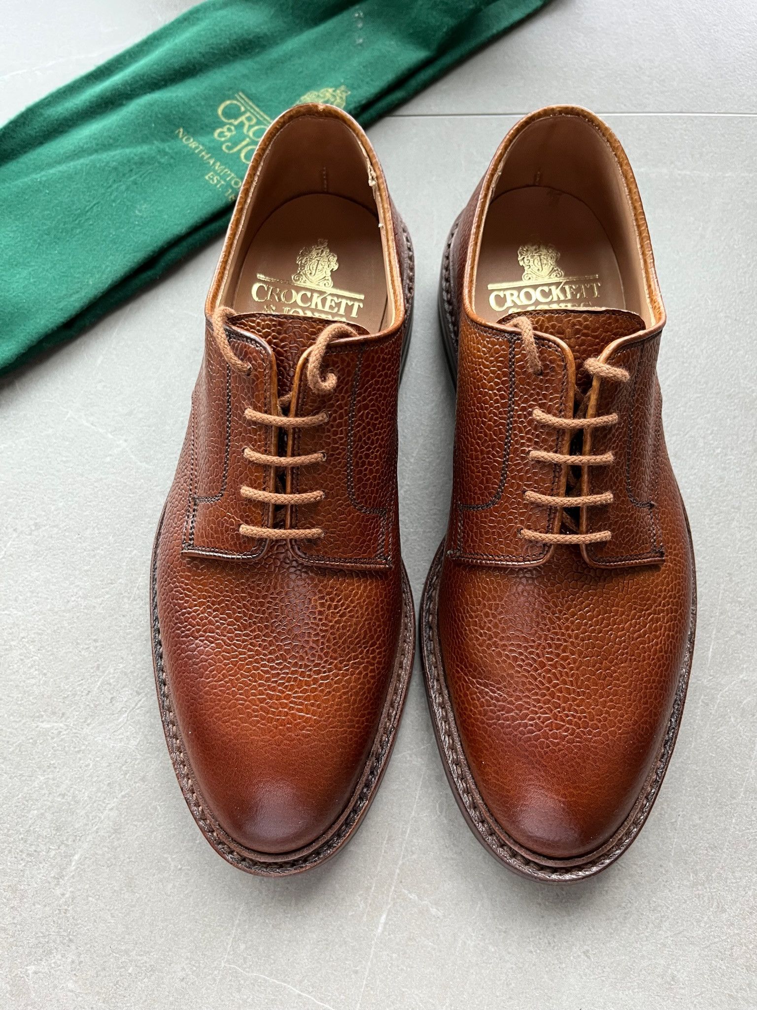Crockett & Jones Crockett & Jones Grasmere Tan Scotch Grain Mens Derby Shoes Size US 6.5 / EU 39-40 - 9 Thumbnail