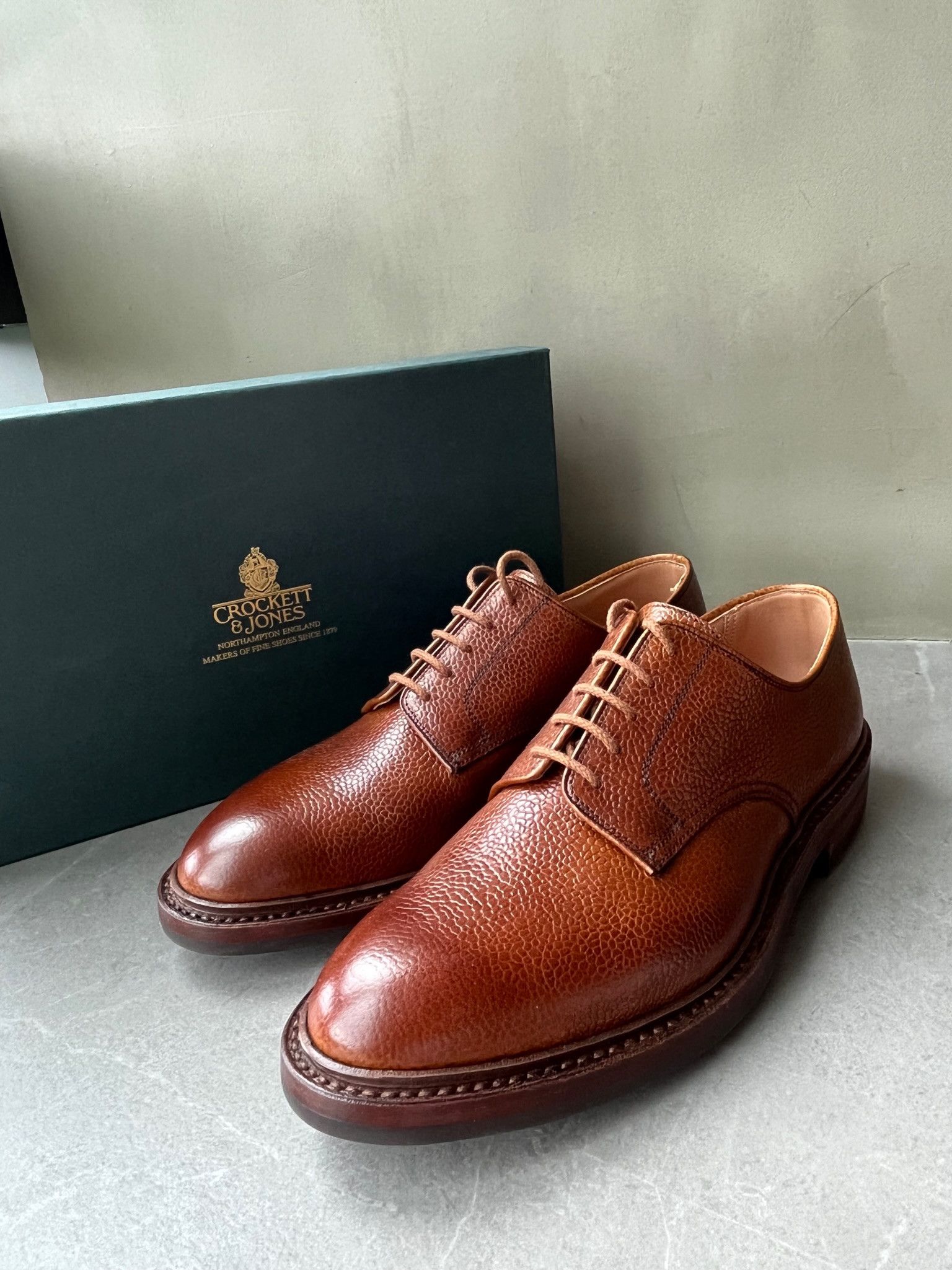 Crockett & Jones Crockett & Jones Grasmere Tan Scotch Grain Mens Derby Shoes Size US 6.5 / EU 39-40 - 1 Thumbnail